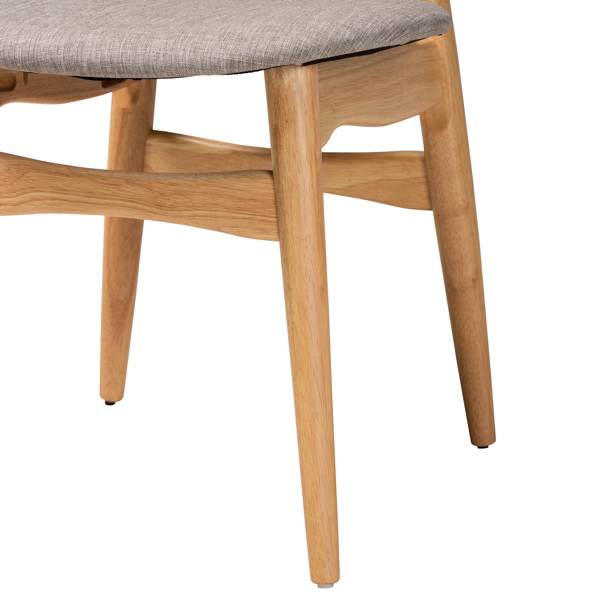 Baxton Studio Tarana Mid-Century Modern Grey Fabric and Natural Oak Finished Wood 2-Piece Dining Chair Set