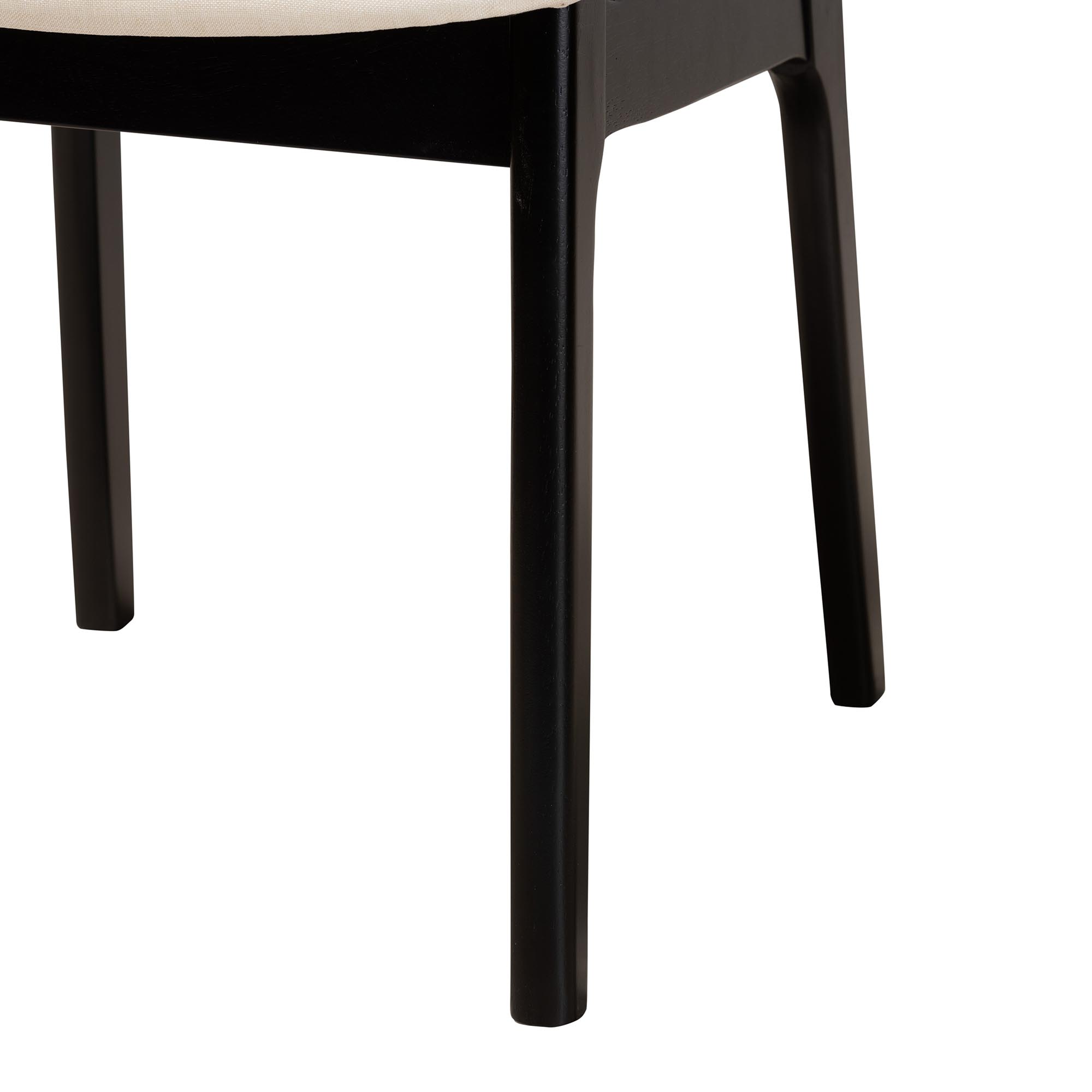 Baxton Studio Dannon Mid-Century Modern Cream Fabric and Black Finished Wood 7-Piece Dining Set