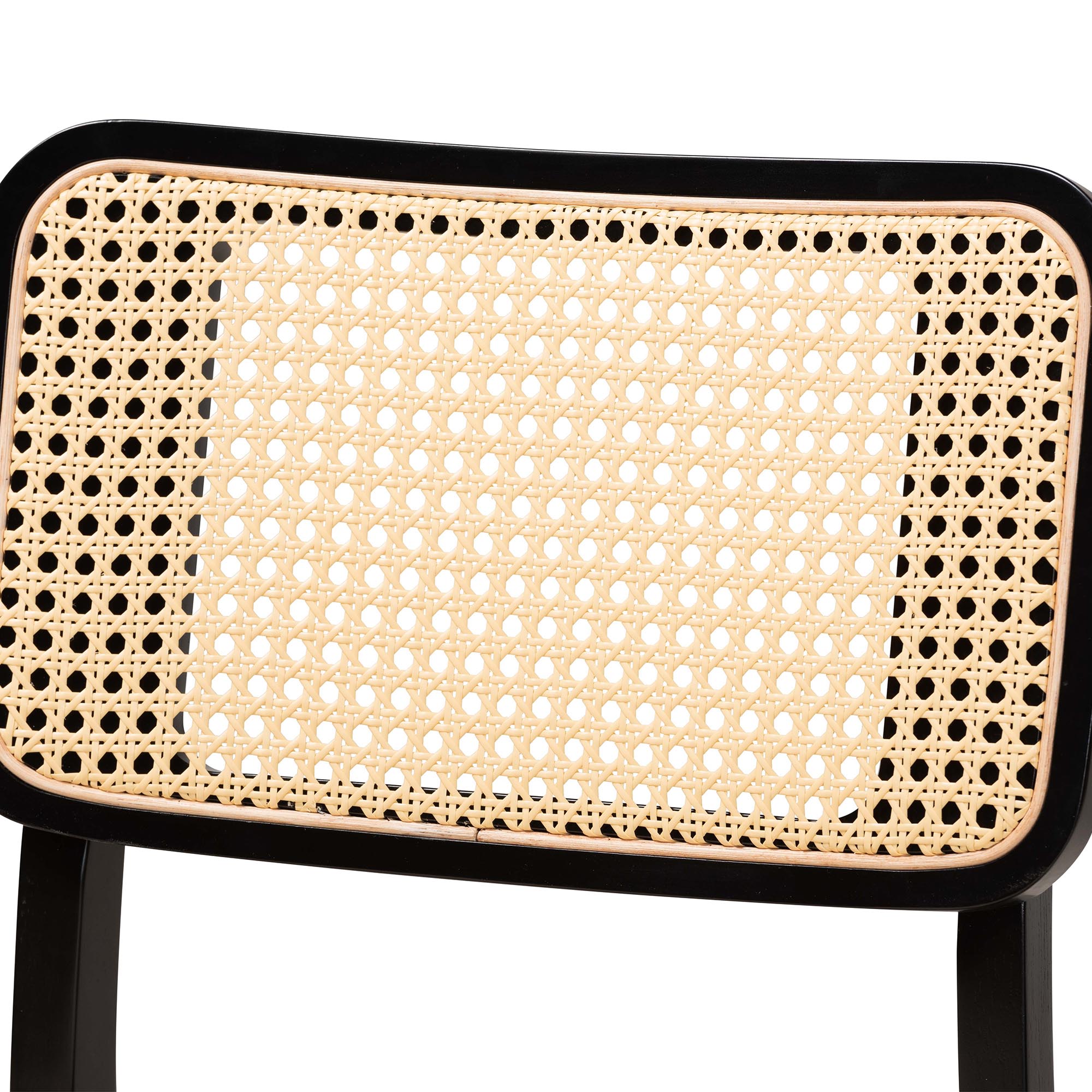 Baxton Studio Dannon Mid-Century Modern Cream Fabric and Black Finished Wood 2-Piece Dining Chair Set