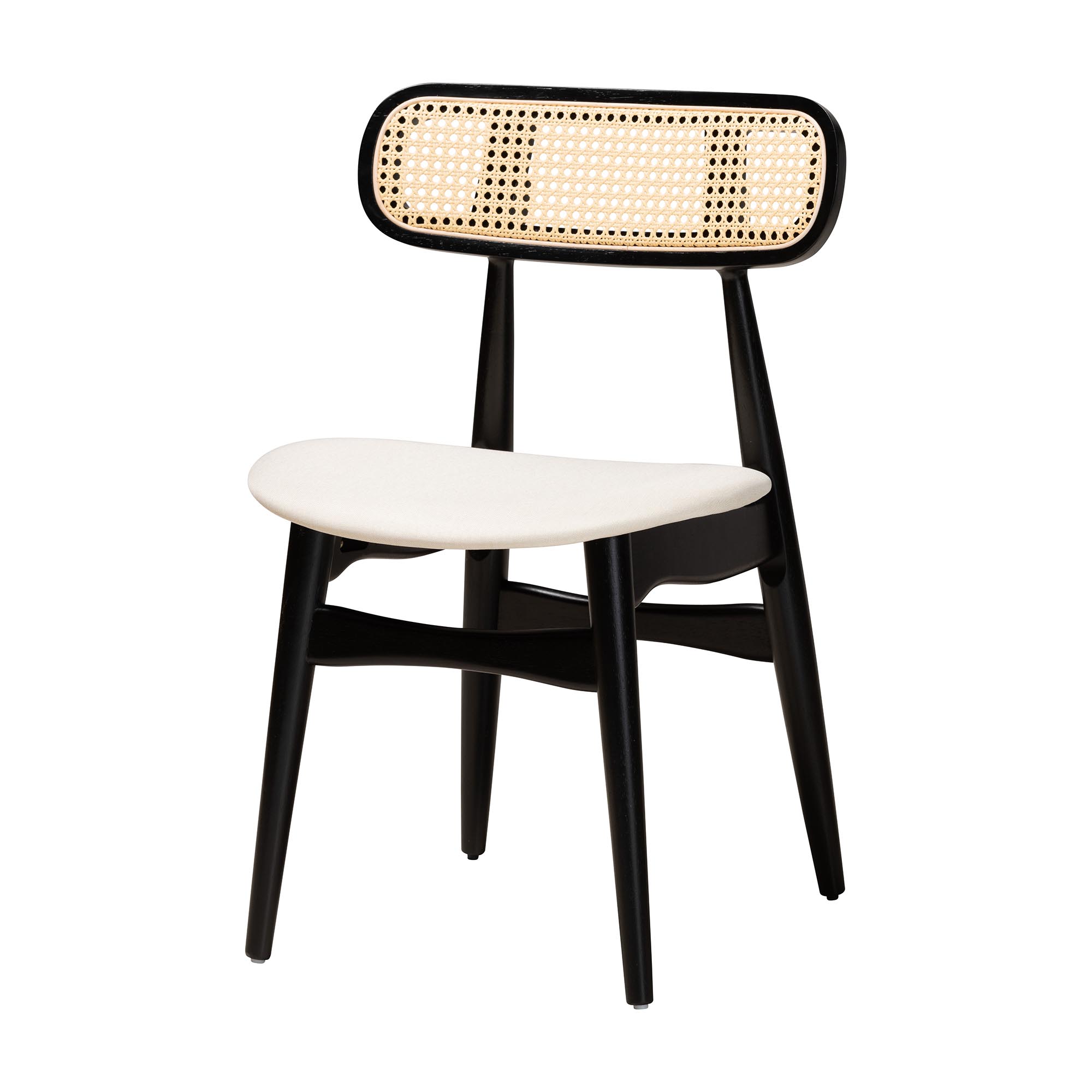 Baxton Studio Tarana Mid-Century Modern Cream Fabric and Black Finished Wood 5-Piece Dining Set