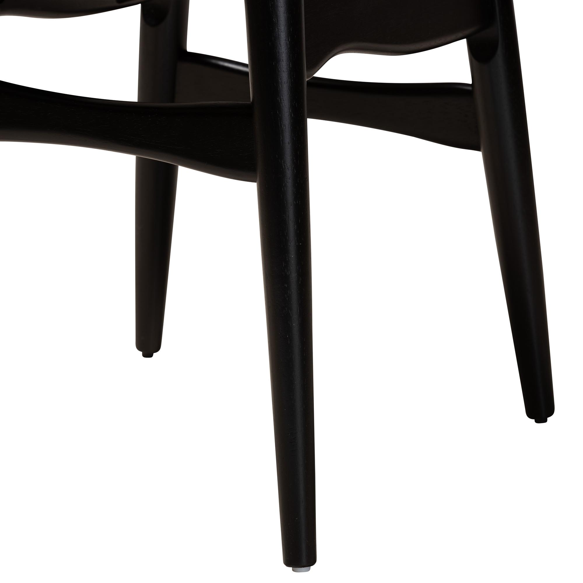 Baxton Studio Tarana Mid-Century Modern Cream Fabric and Black Finished Wood 5-Piece Dining Set