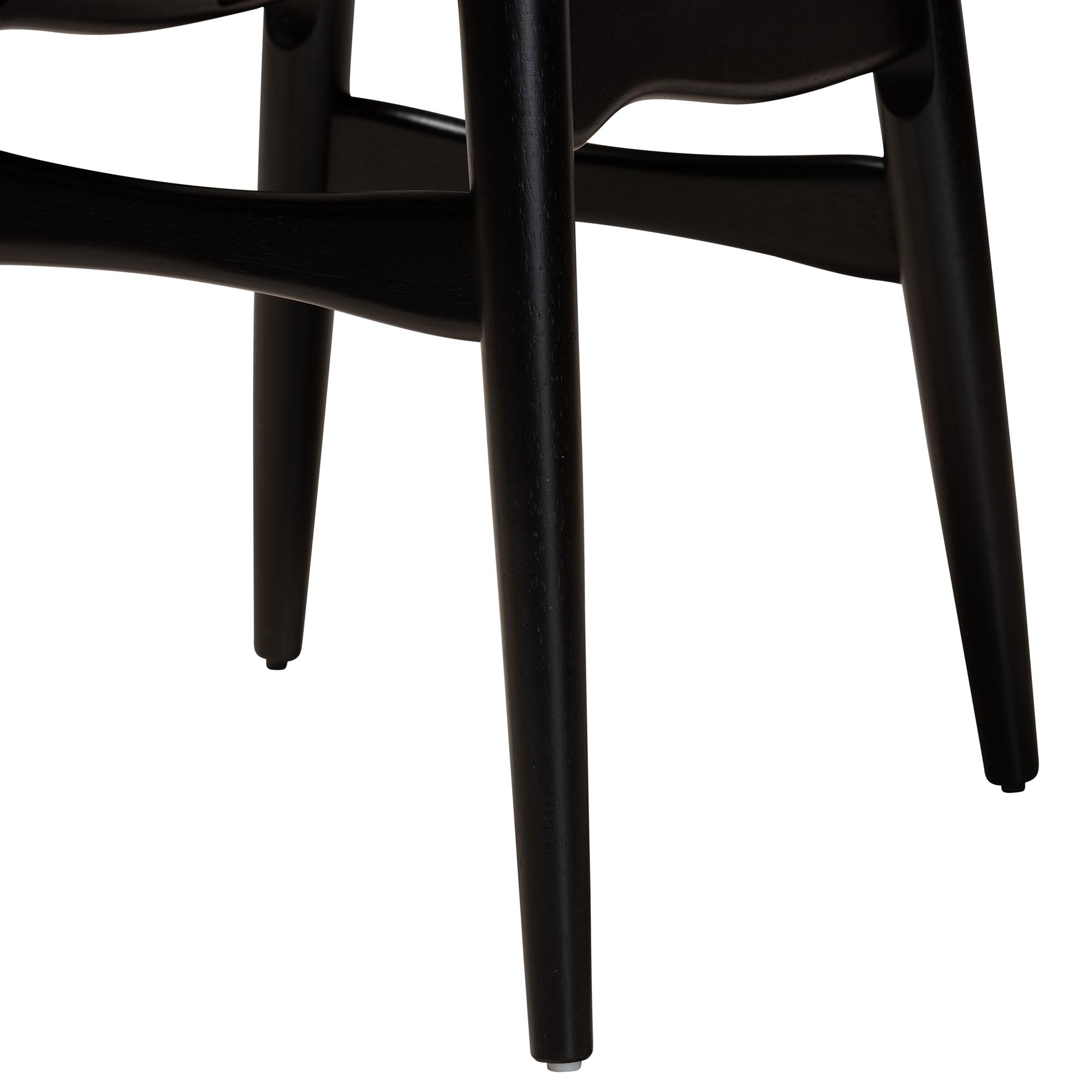 Baxton Studio Tarana Mid-Century Modern Cream Fabric and Black Finished Wood 7-Piece Dining Set