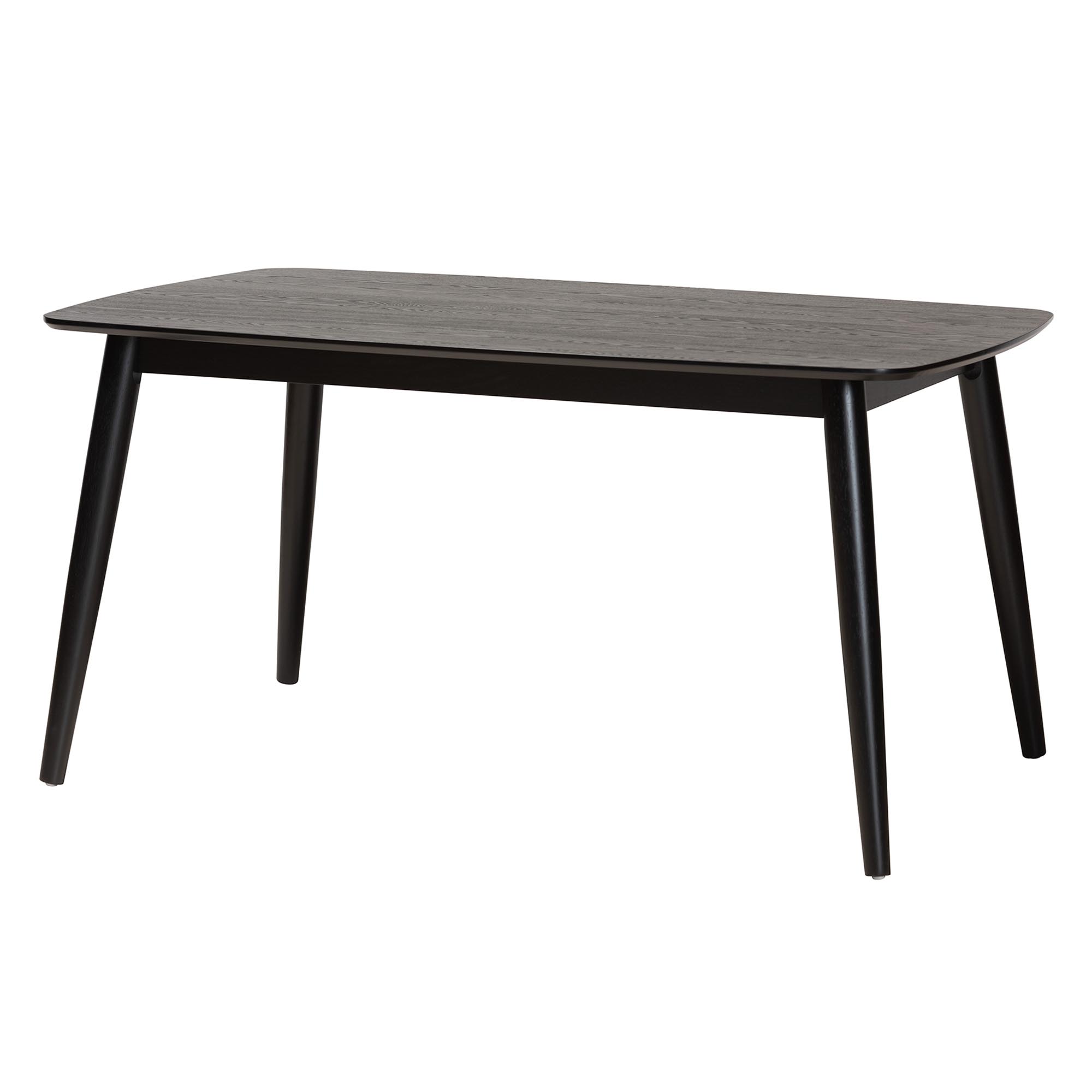 Baxton Studio Dannell Mid-Century Modern Cream Fabric and Black Finished Wood 7-Piece Dining Set
