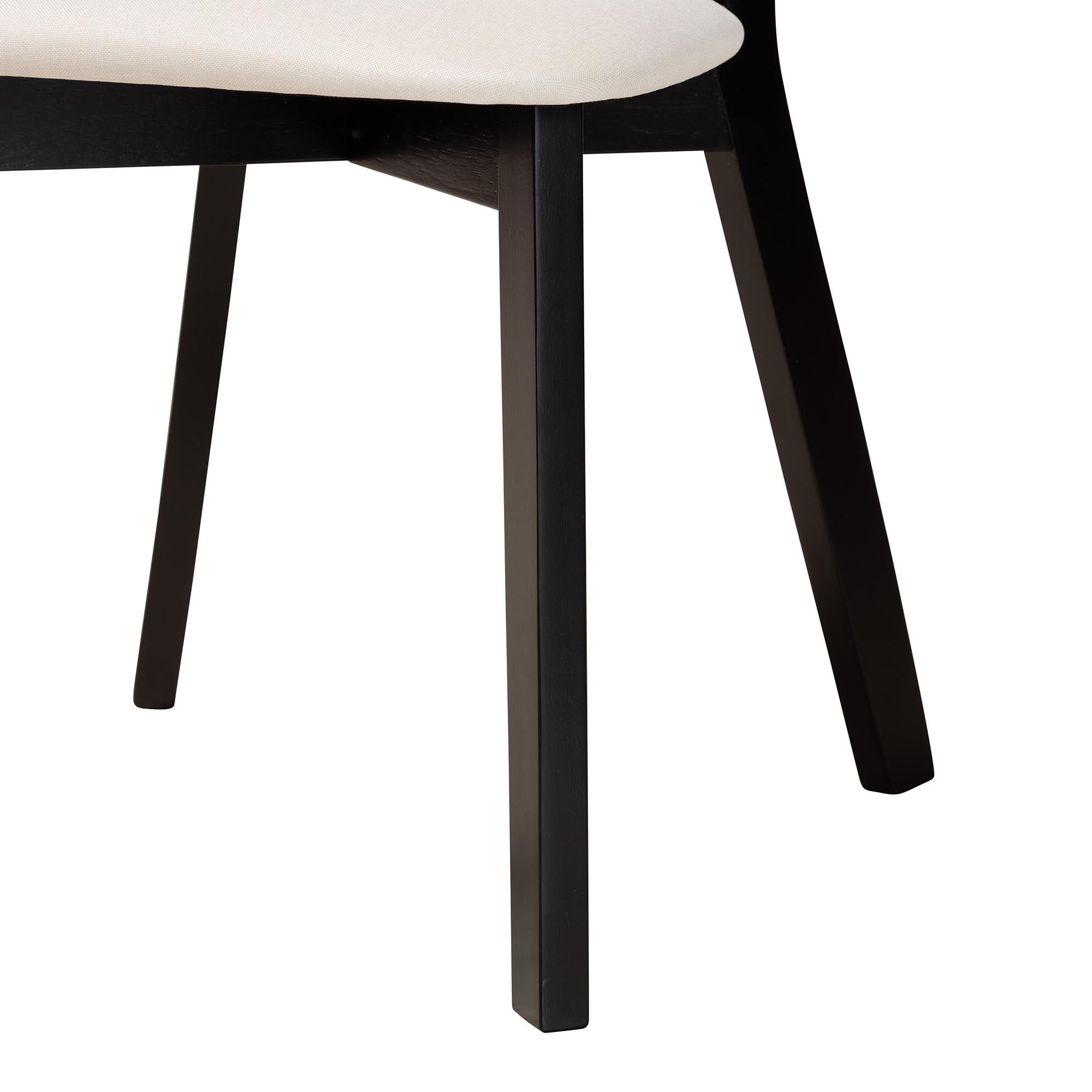 Baxton Studio Dannell Mid-Century Modern Cream Fabric and Black Finished Wood 7-Piece Dining Set