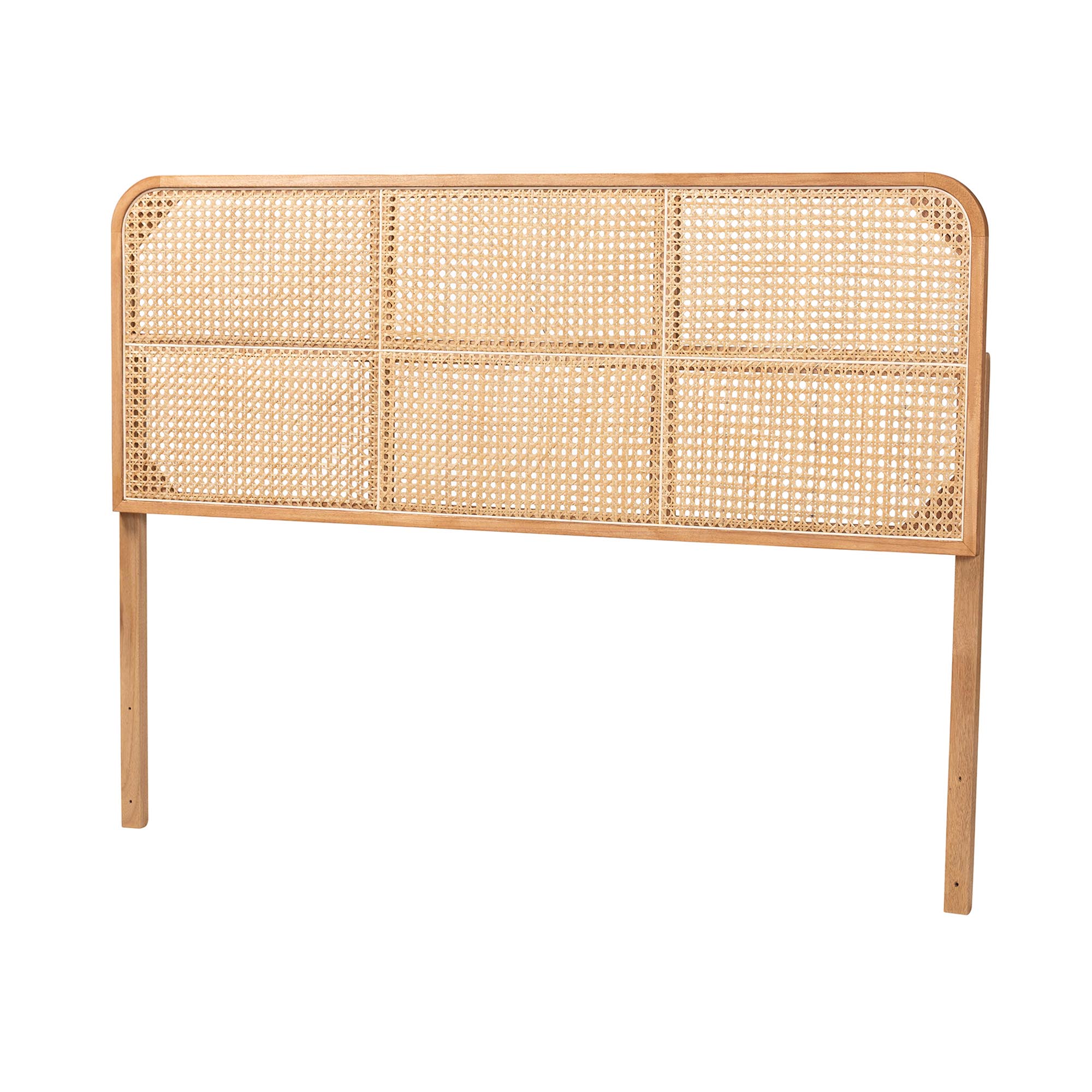 bali & pari Lainer Modern Bohemian Natural Brown Finished Bayur Wood and Bamboo Queen Size Headboard