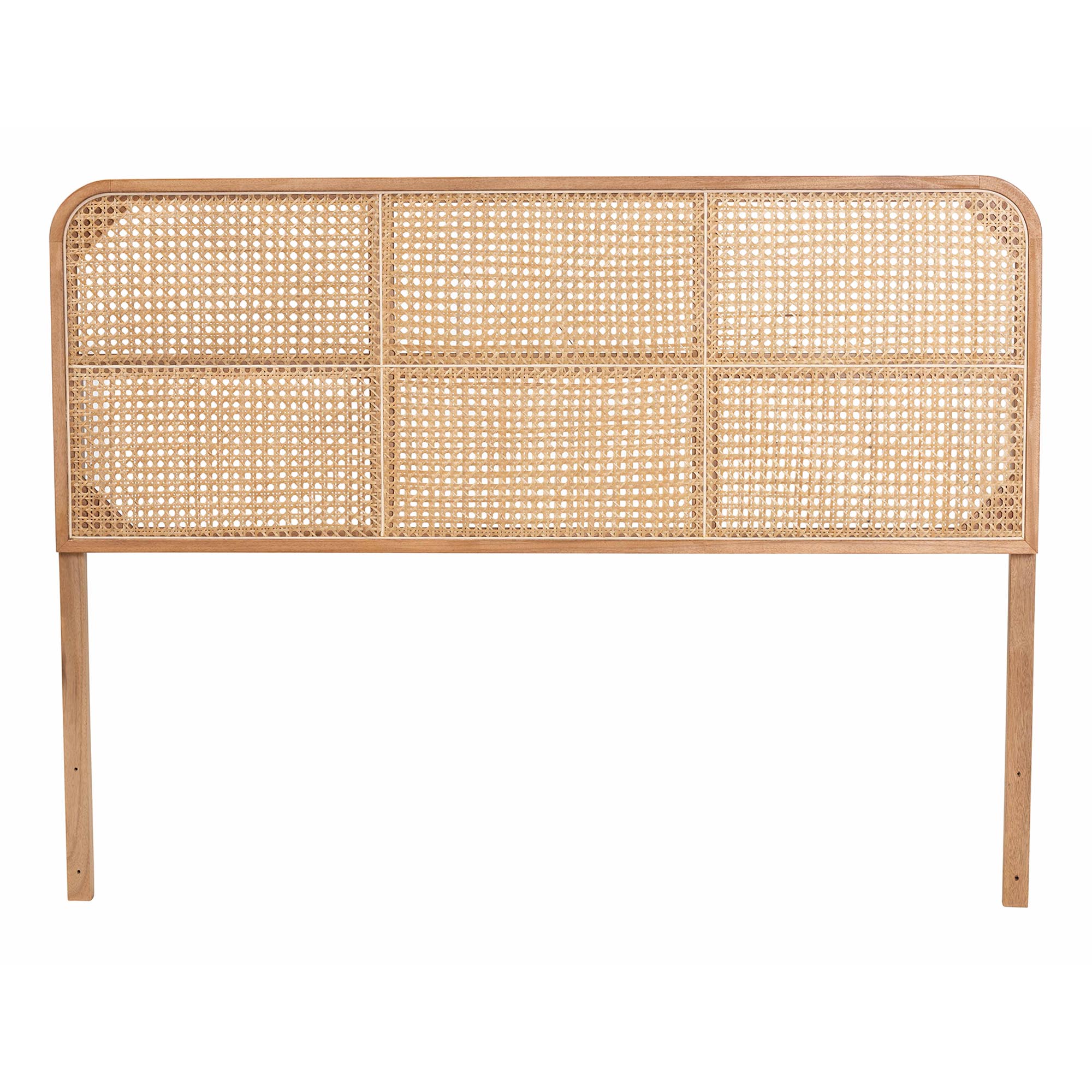 bali & pari Lainer Modern Bohemian Natural Brown Finished Bayur Wood and Bamboo Queen Size Headboard