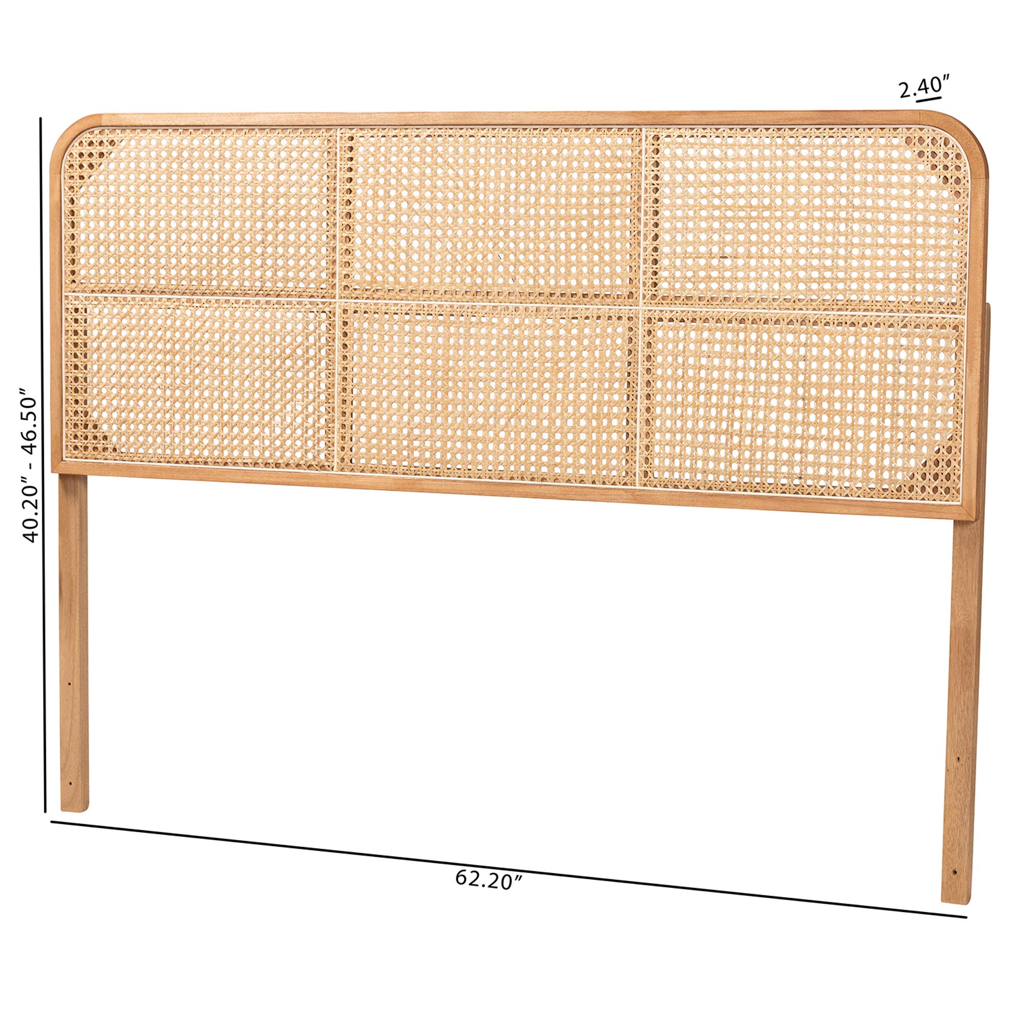 bali & pari Lainer Modern Bohemian Natural Brown Finished Bayur Wood and Bamboo Queen Size Headboard