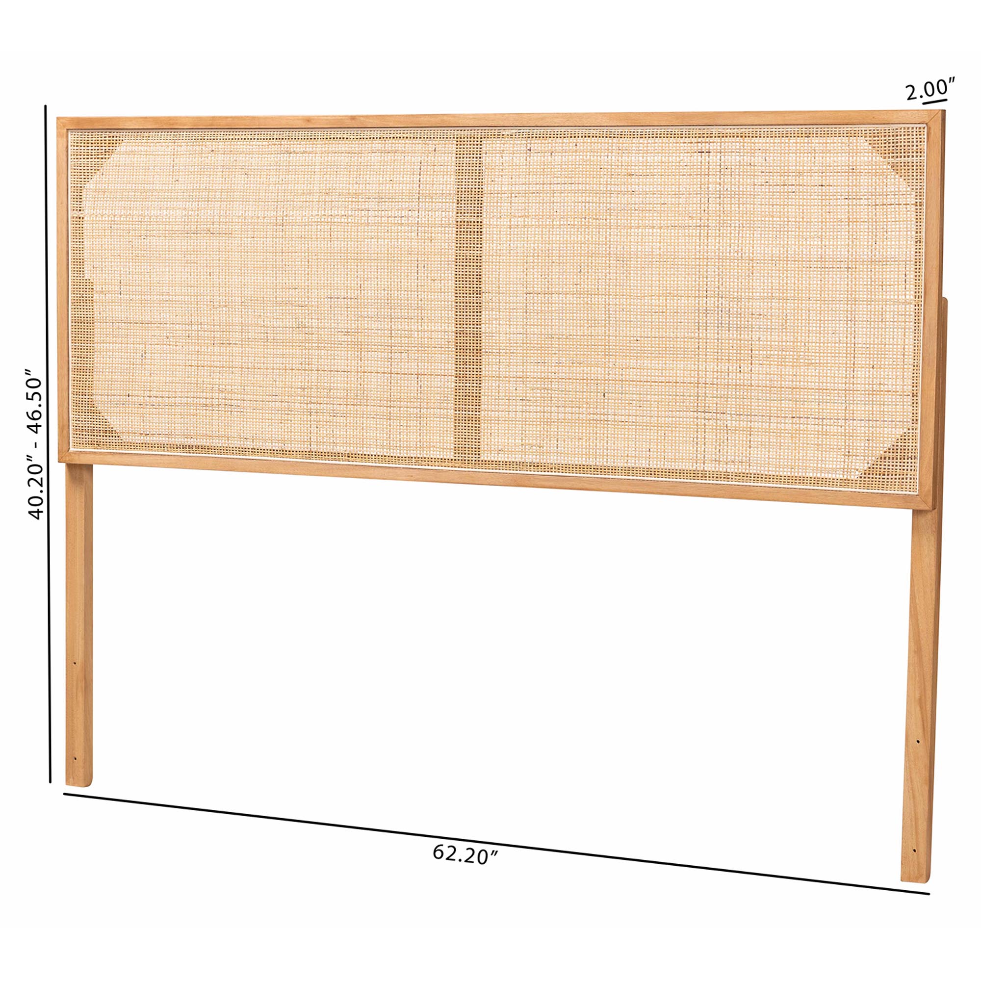 bali & pari Aurelia Modern Bohemian Natural Brown Finished Bayur Wood and Rattan Queen Size Headboard