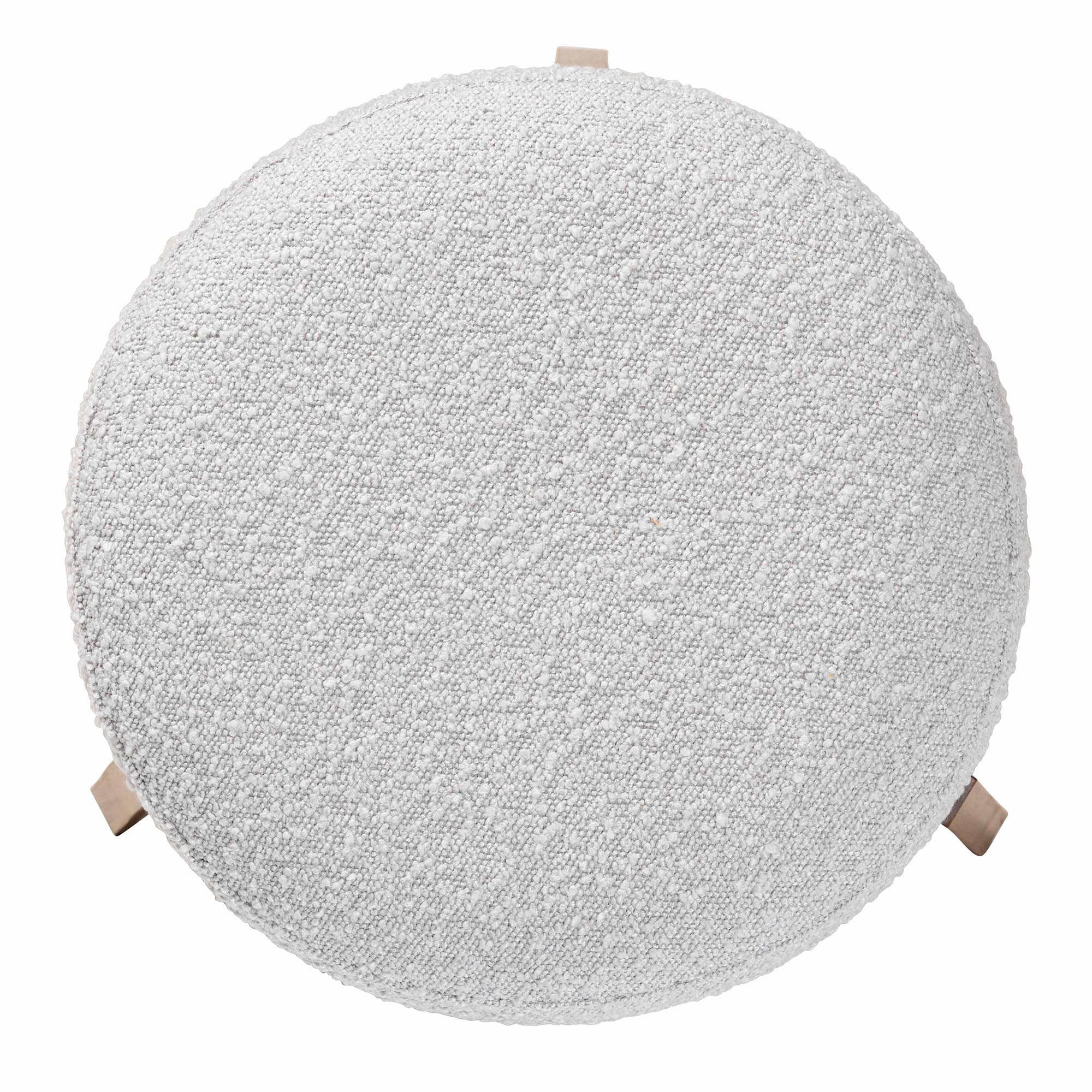 Baxton Studio Elkie Japandi Light Grey Boucle Fabric and Walnut Brown Finished Wood Ottoman Footstool