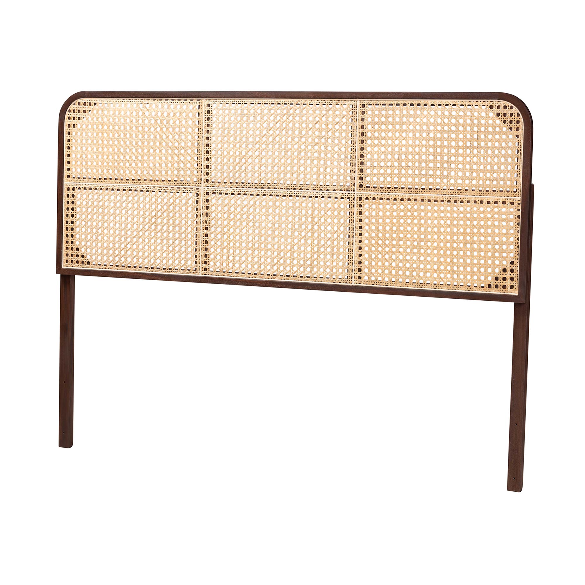 bali & pari Lainer Modern Bohemian Dark Brown Finished Bayur Wood and Natural Bamboo Queen Size Headboard
