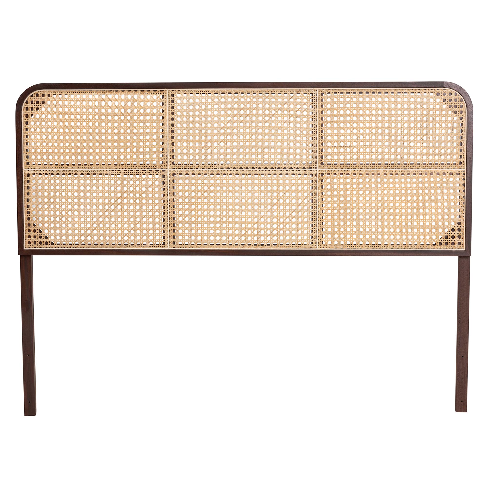 bali & pari Lainer Modern Bohemian Dark Brown Finished Bayur Wood and Natural Bamboo Queen Size Headboard