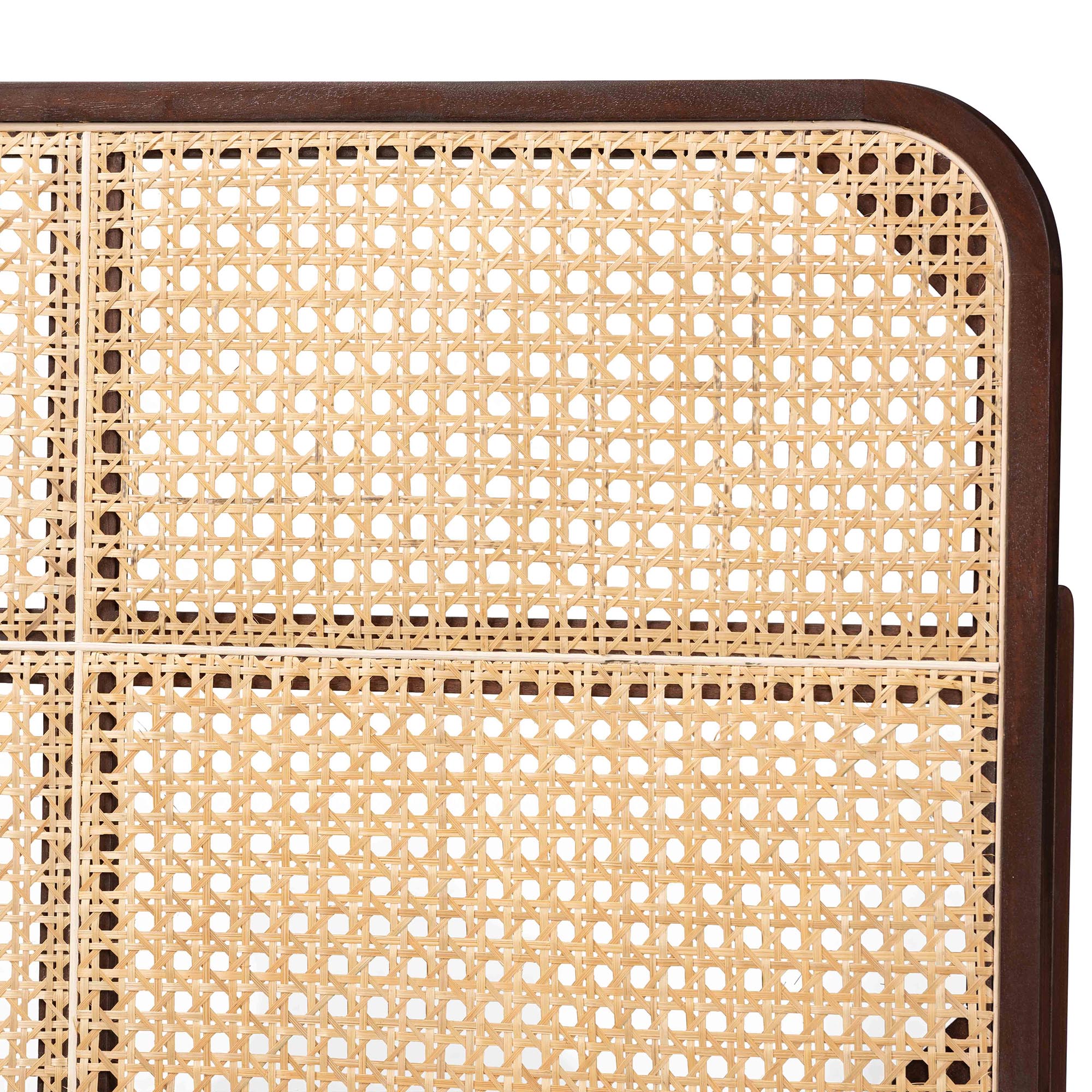 bali & pari Lainer Modern Bohemian Dark Brown Finished Bayur Wood and Natural Bamboo Queen Size Headboard