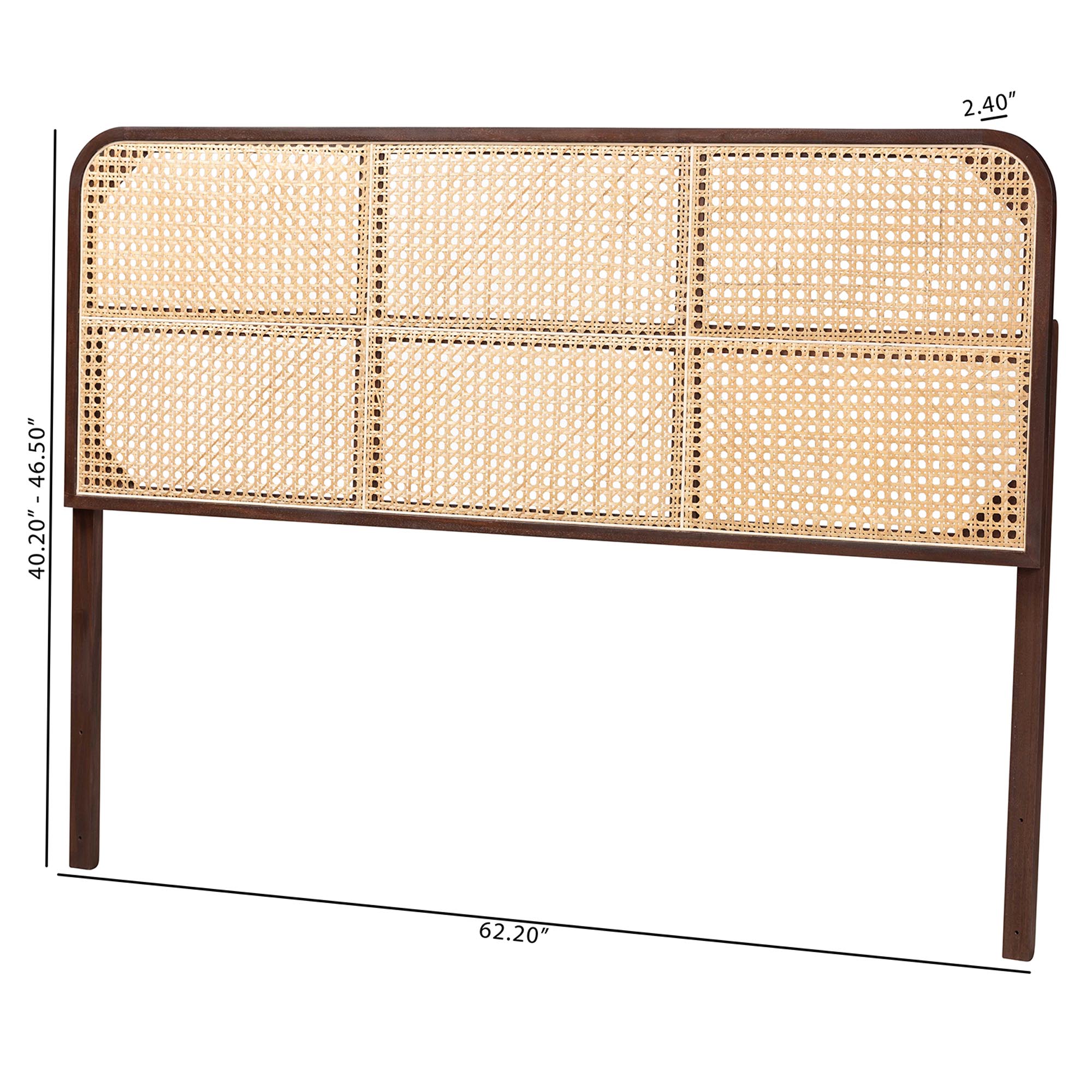 bali & pari Lainer Modern Bohemian Dark Brown Finished Bayur Wood and Natural Bamboo Queen Size Headboard