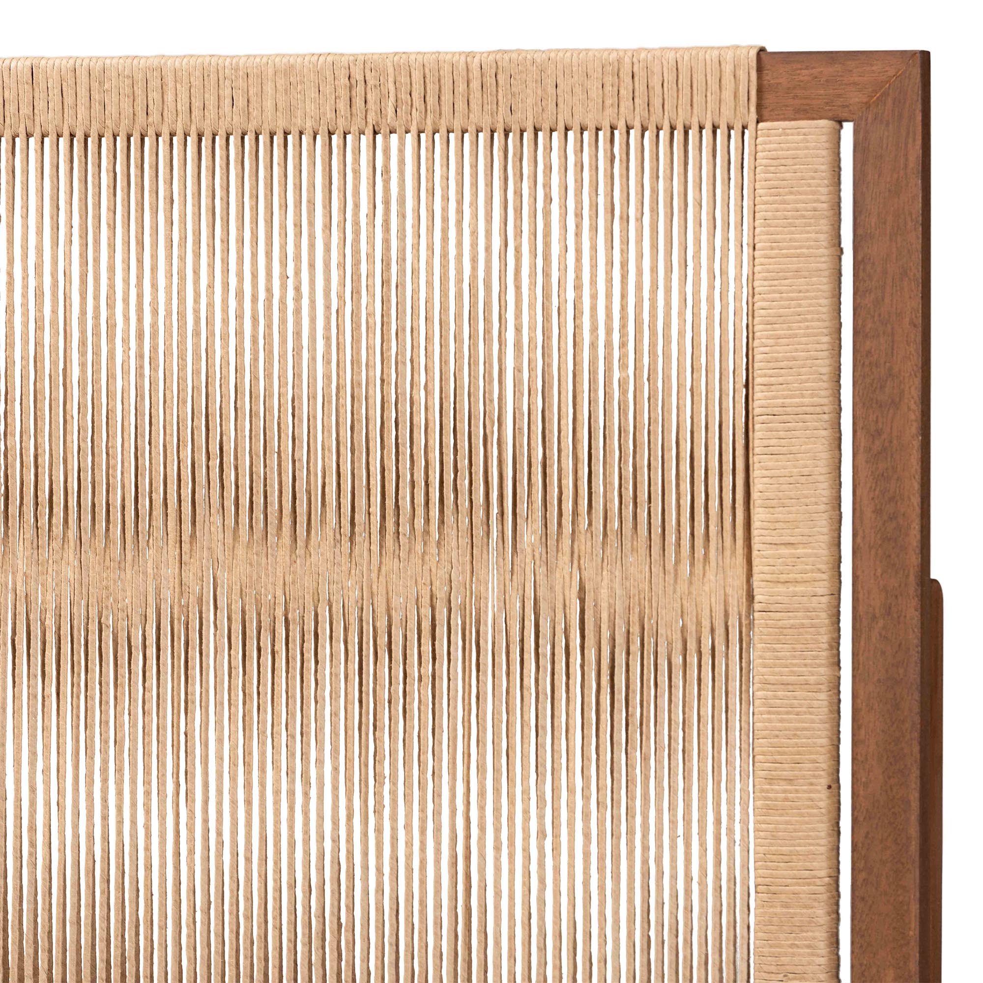 bali & pari Holitz Modern Bohemian Walnut Brown Finished Bayur Wood Queen Size Headboard