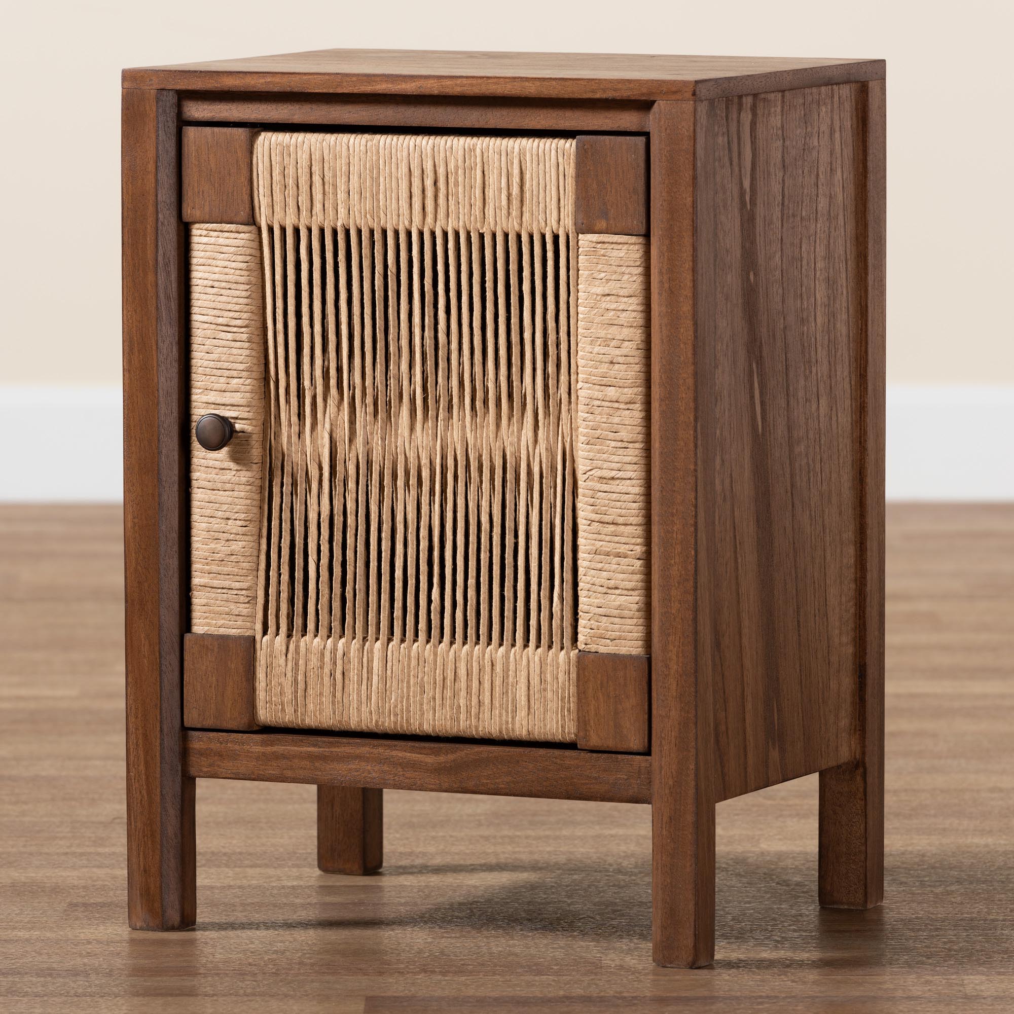 bali & pari Holitz Modern Bohemian Walnut Brown Finished Bayur Wood Nightstand