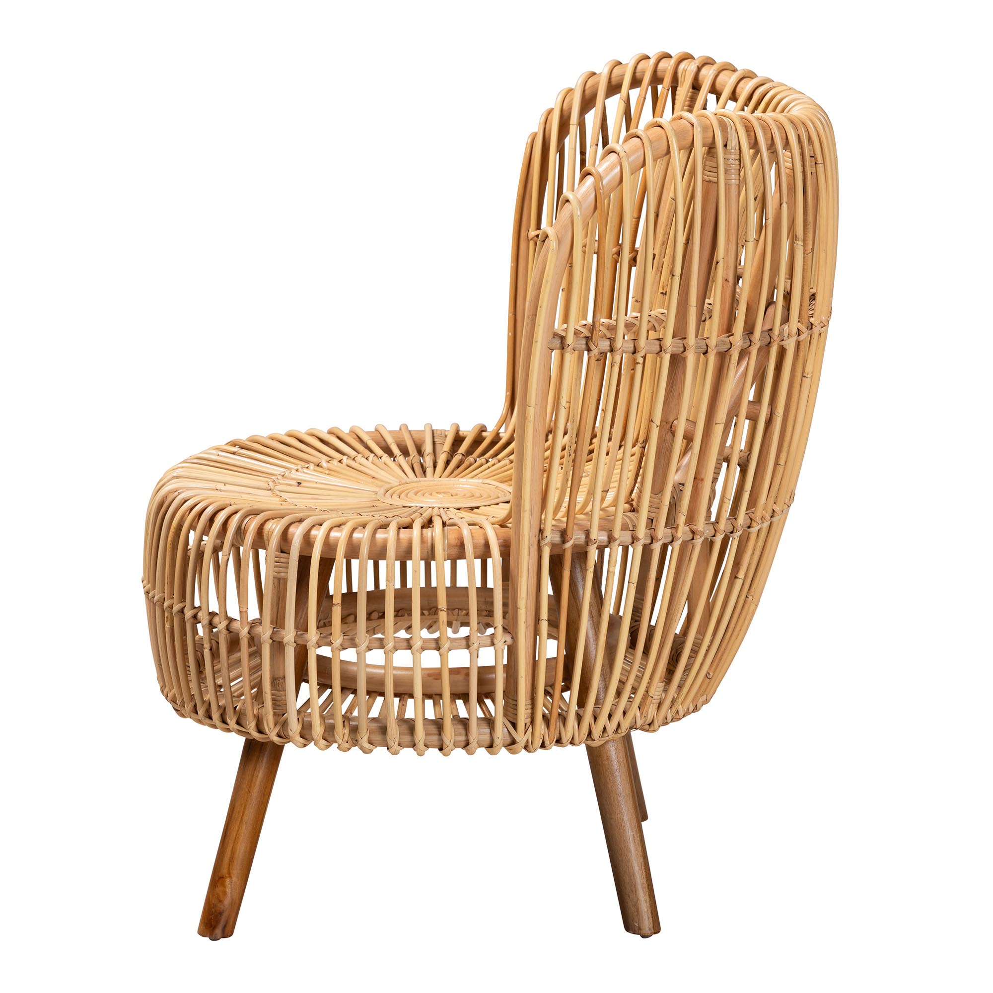 bali & pari Nagoya Modern Bohemian Natural Rattan Wide Seat Lounge Chair