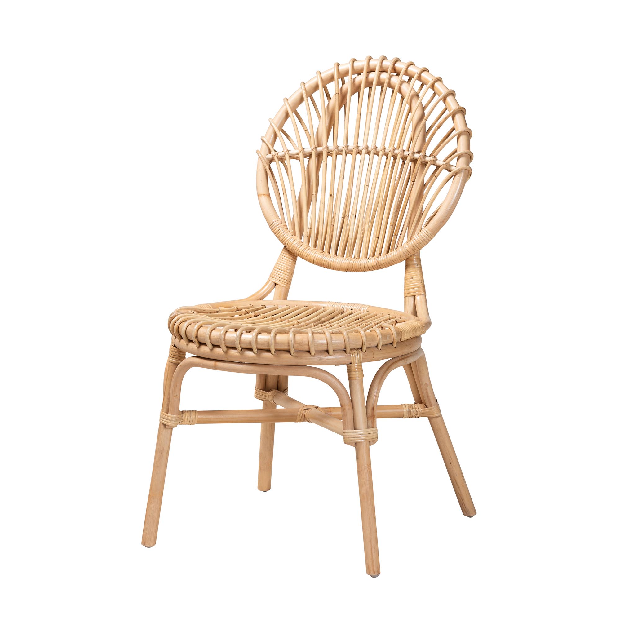 bali & pari Iris Modern Bohemian Natural Brown Rattan Dining Chair