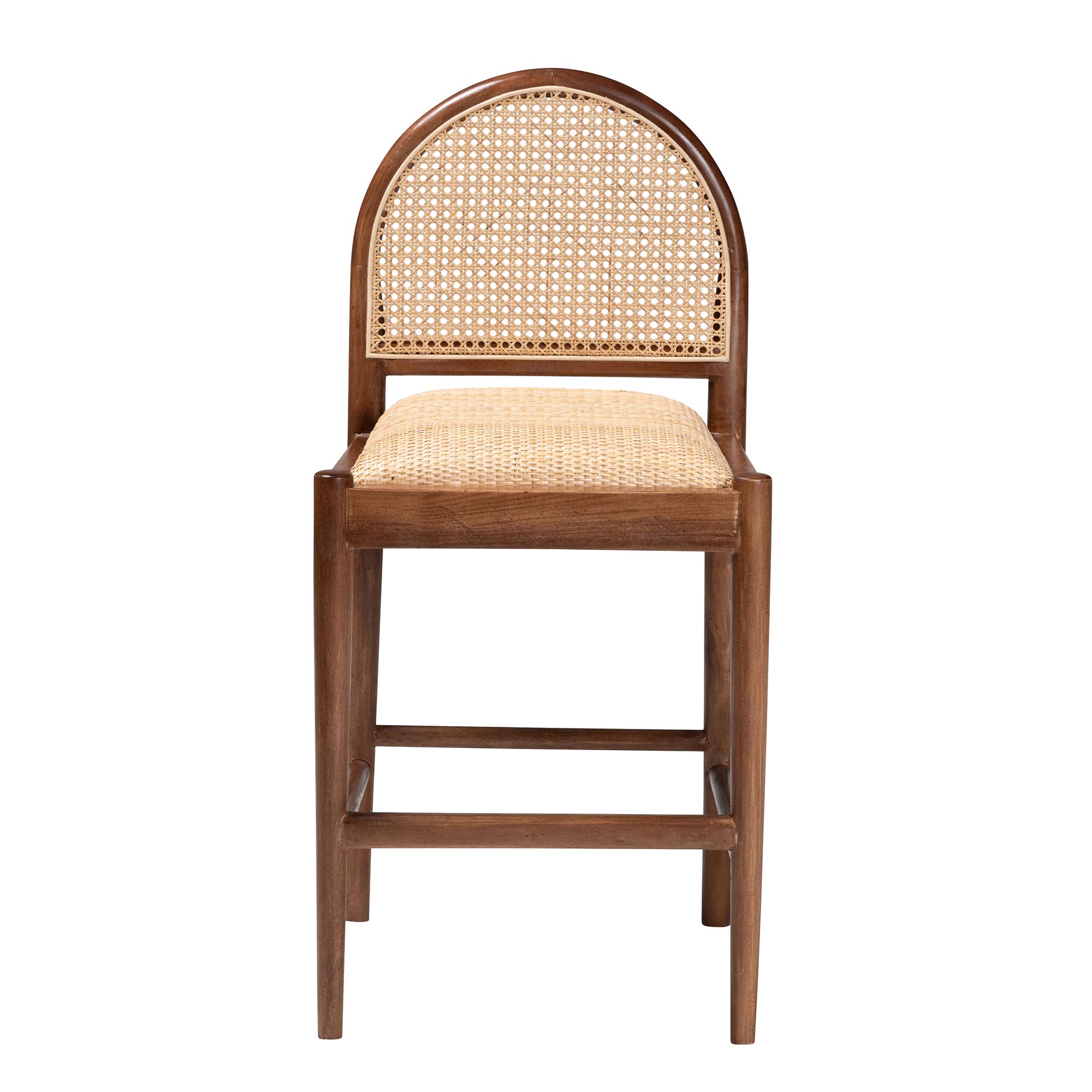 bali & pari Maryland Modern Bohemian Natural Rattan and Acacia Wood Counter Stool