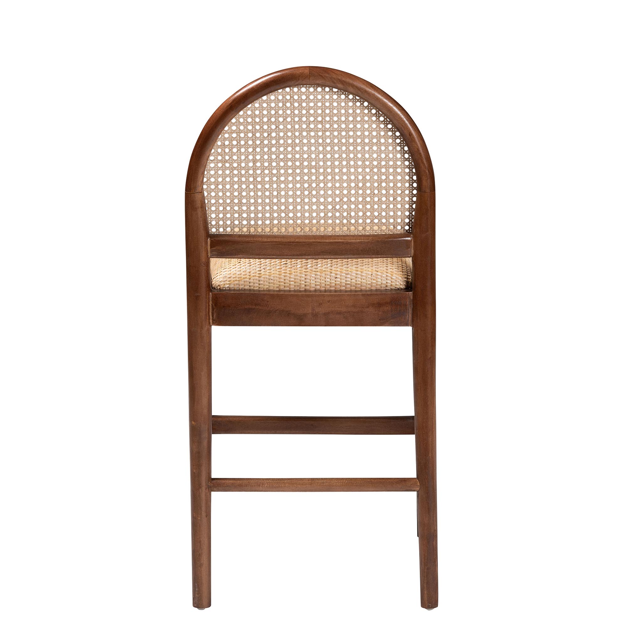 bali & pari Maryland Modern Bohemian Natural Rattan and Acacia Wood Counter Stool