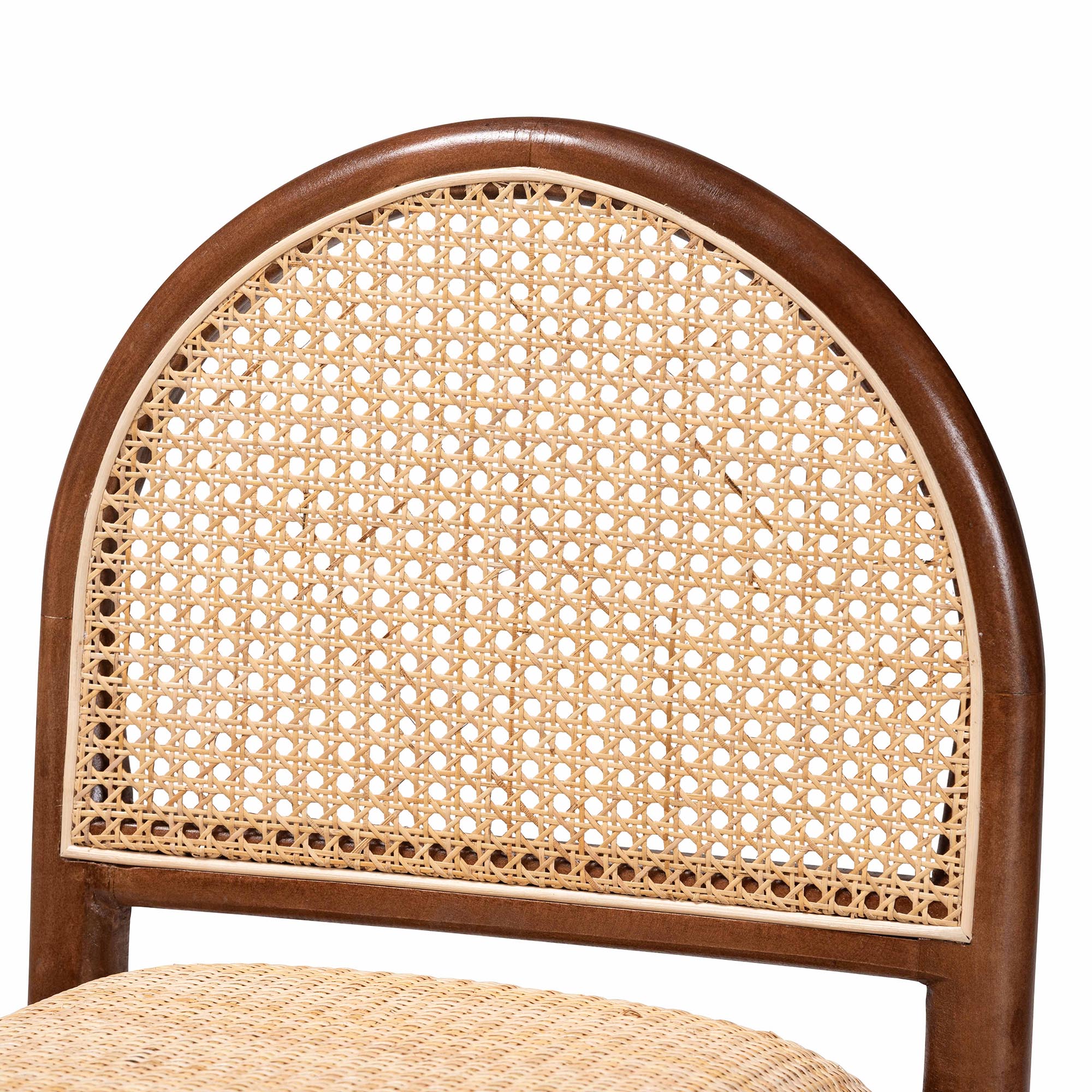 bali & pari Maryland Modern Bohemian Natural Rattan and Acacia Wood Counter Stool