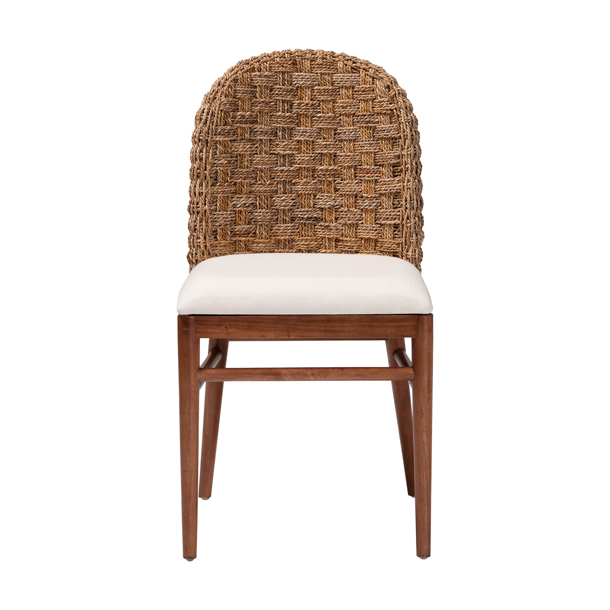 bali & pari Denver Modern Bohemian Walnut Brown Finished Acacia Wood and Seagrass Dining Chair