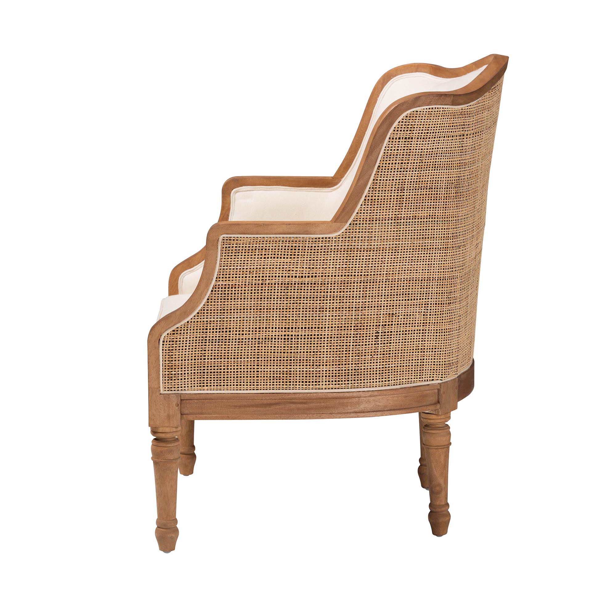 bali & pari Elizette Traditional French Beige Fabric and Honey Oak Finished Wood Accent Chair