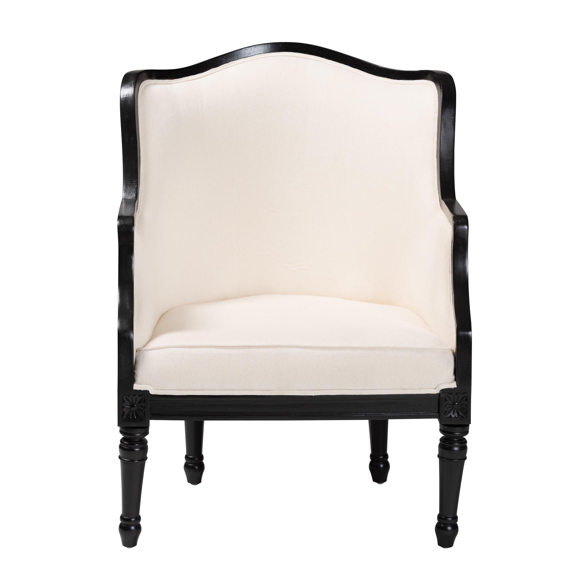 bali & pari Elizette Traditional French Beige Fabric and Black Finished Wood Accent Chair