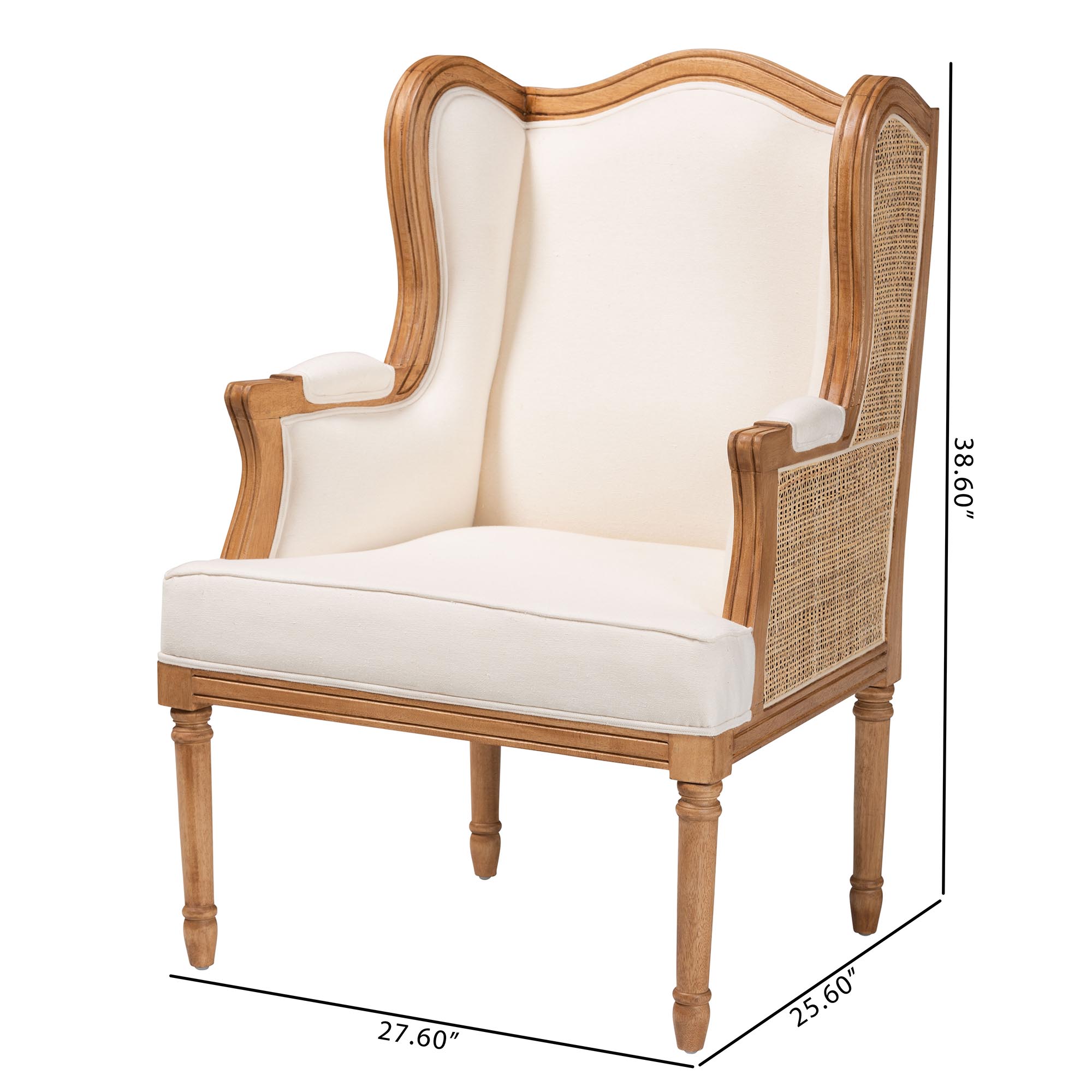 bali & pari Rachana Traditional French Beige Fabric and Honey Oak Finished Wood Accent Chair