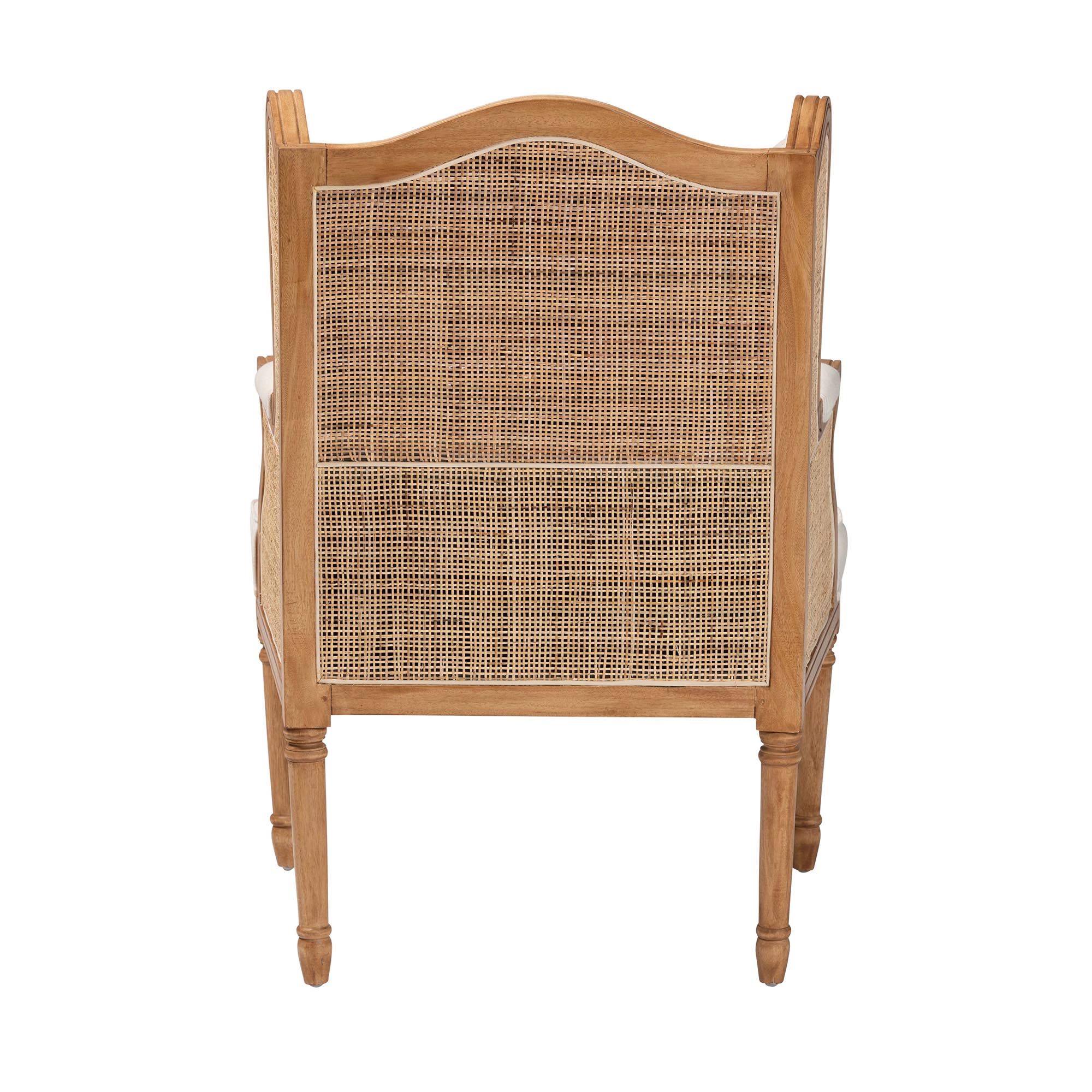 bali & pari Rachana Traditional French Beige Fabric and Honey Oak Finished Wood Accent Chair