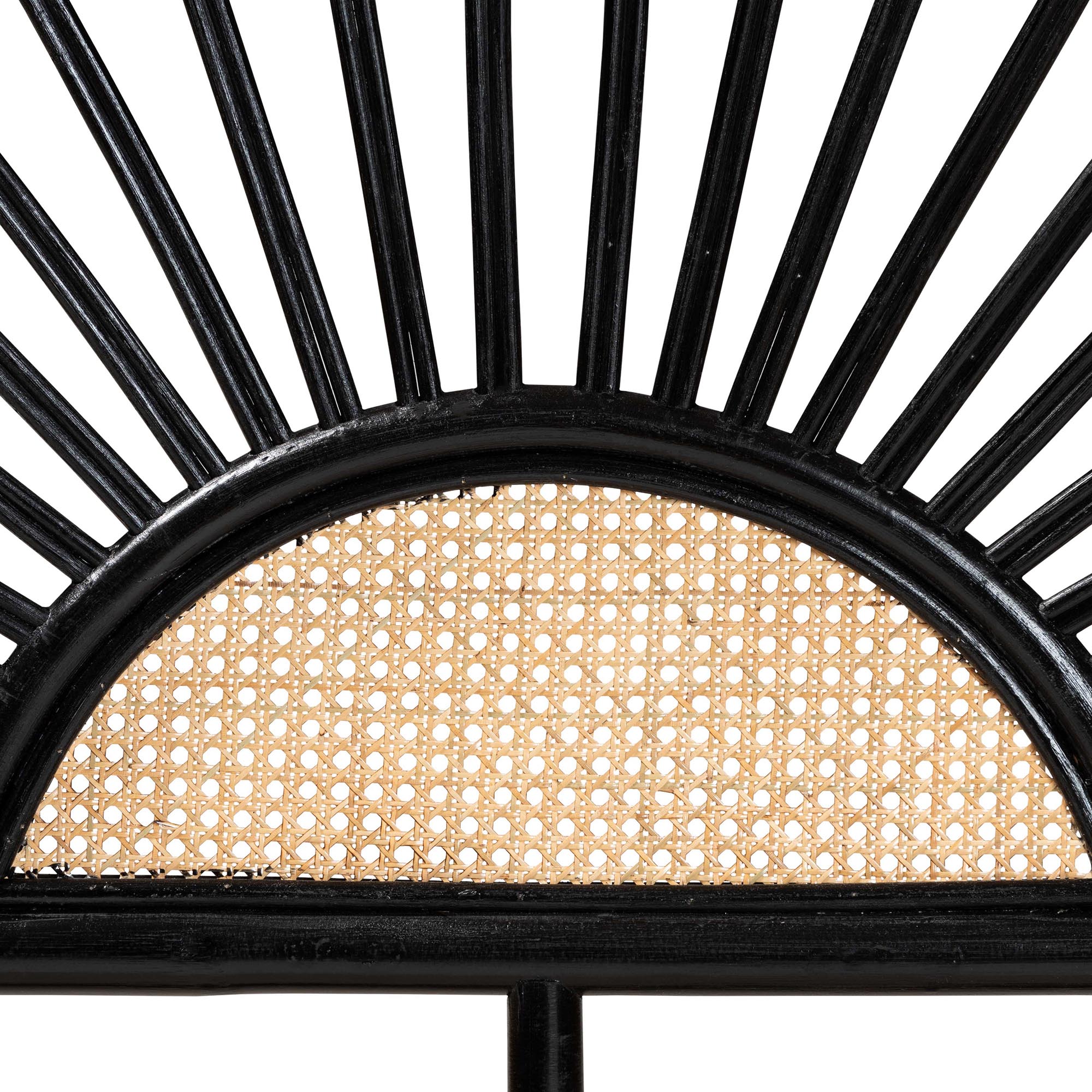 bali & pari Perenna Modern Bohemian Two-Tone Black and Natural Brown Rattan King Size Standalone Headboard
