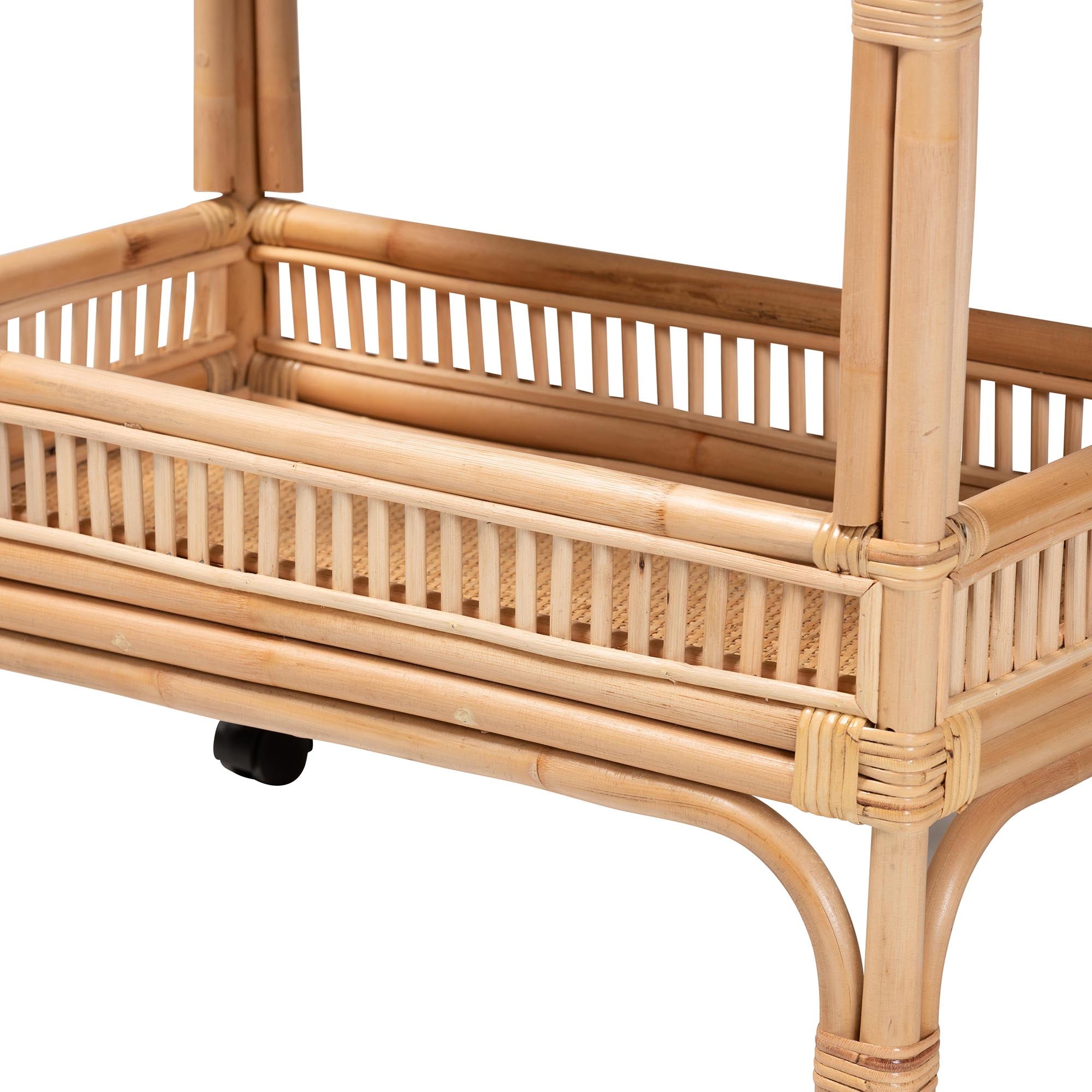 bali & pari Lombok Modern Bohemian Natural Brown Rattan Wine Cart