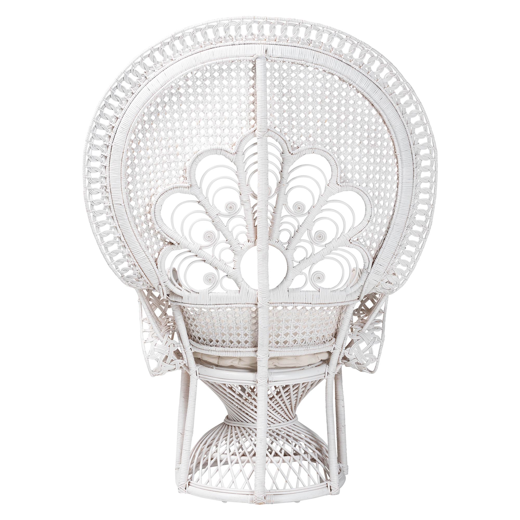 bali & pari Ediva Modern Bohemian White Natural Rattan Peacock Accent Chair
