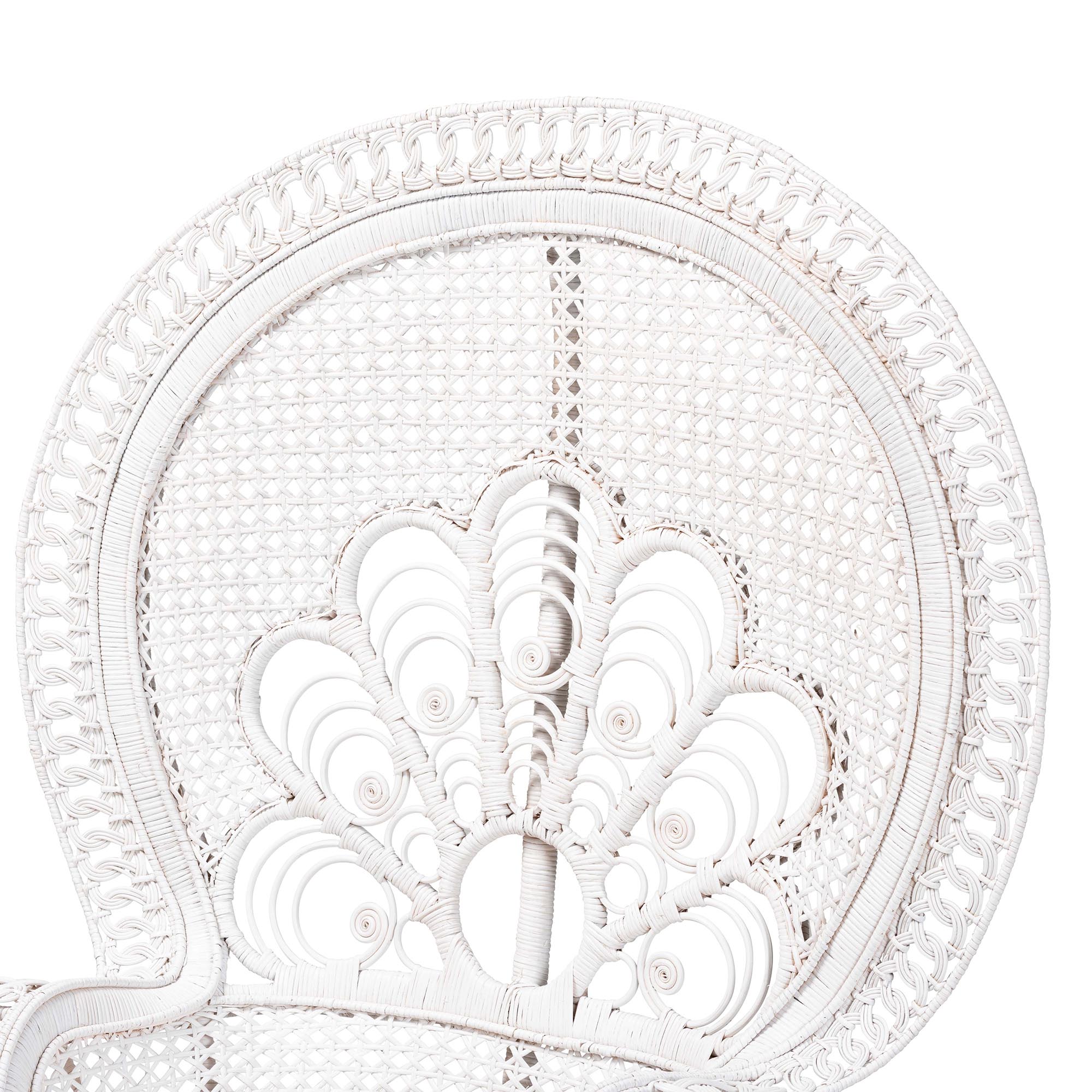 bali & pari Ediva Modern Bohemian White Natural Rattan Peacock Accent Chair