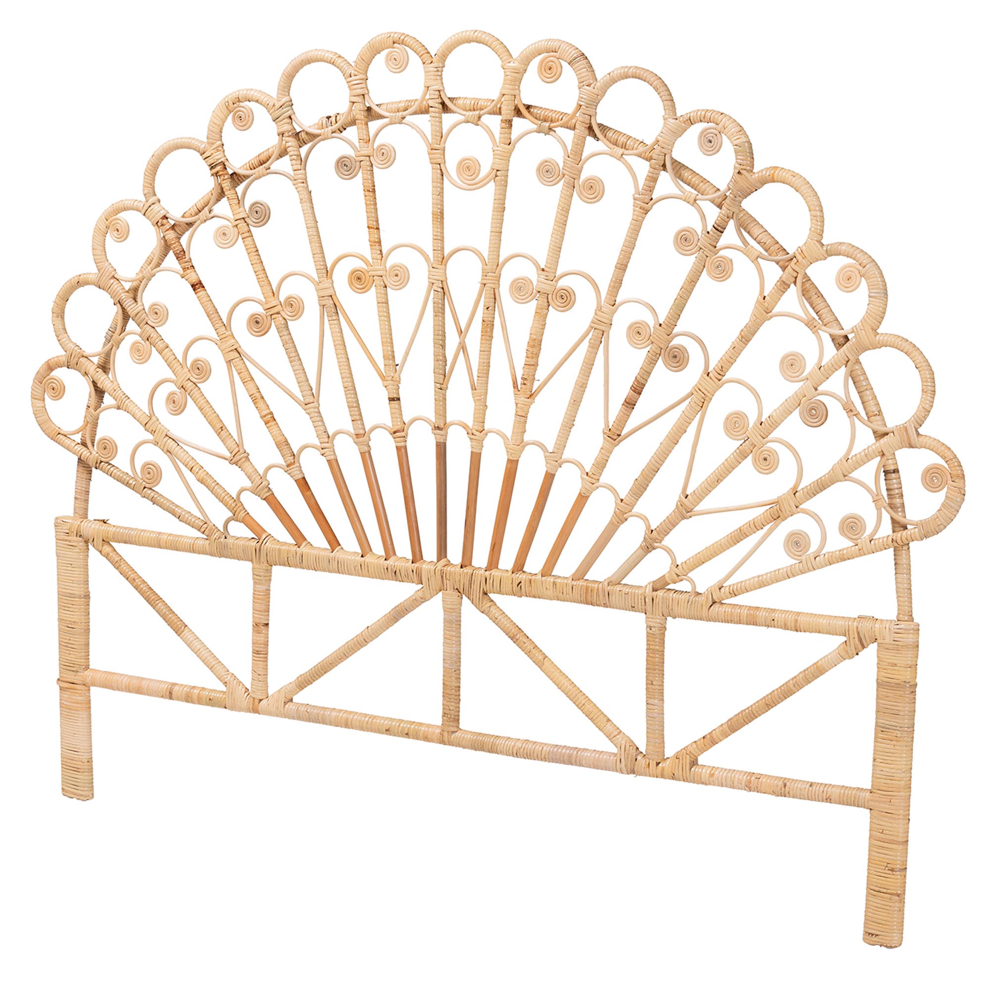 bali & pari Rasima Modern Bohemian Natural Brown Rattan Queen Size Standalone Headboard
