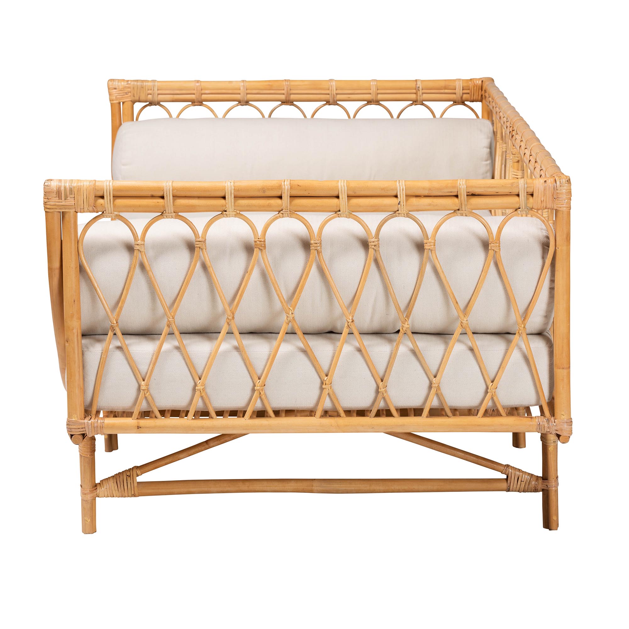 bali & pari Davida Modern Bohemian Natural Brown Rattan Daybed