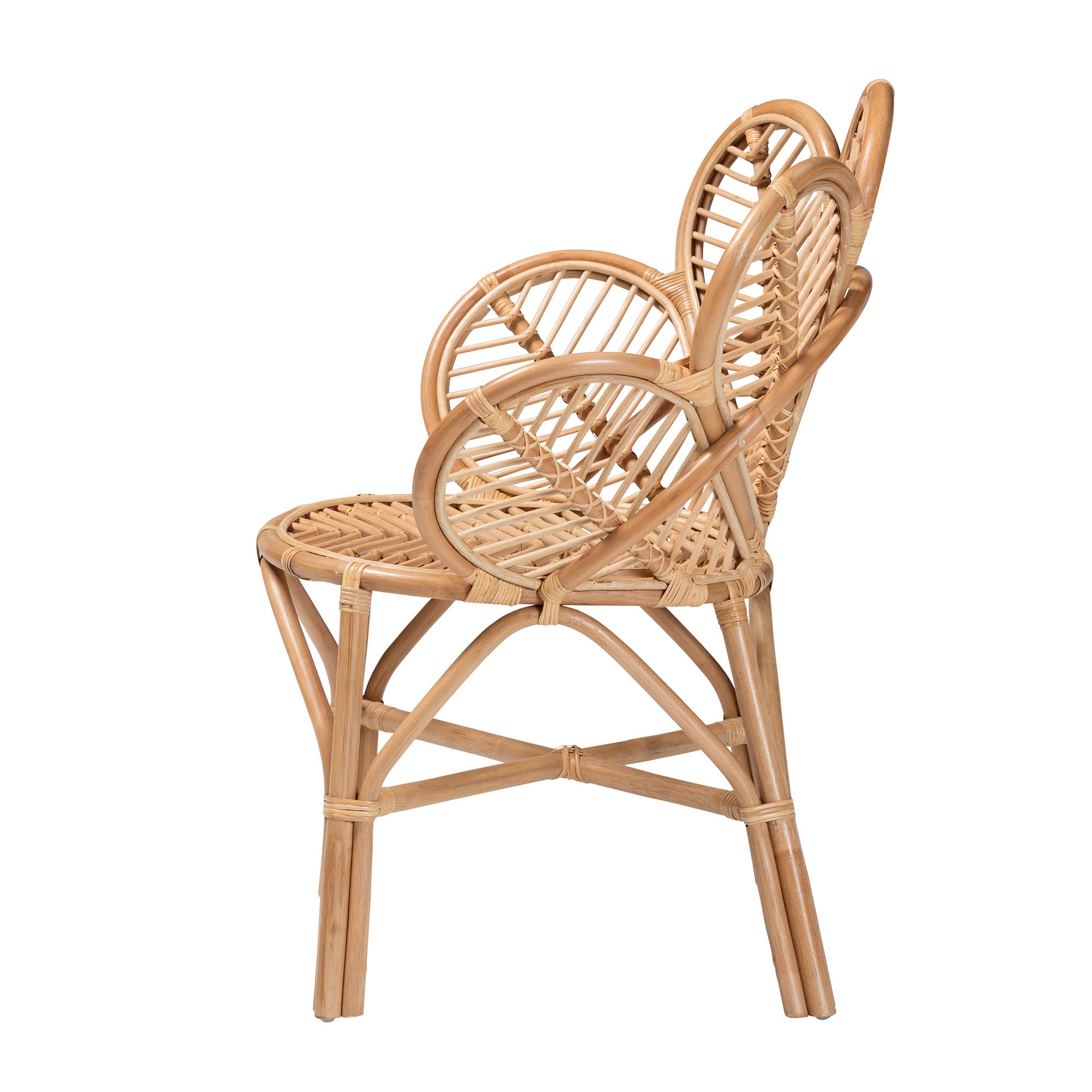 bali & pari Eliava Modern Bohemian Natural Rattan Flower Accent Chair