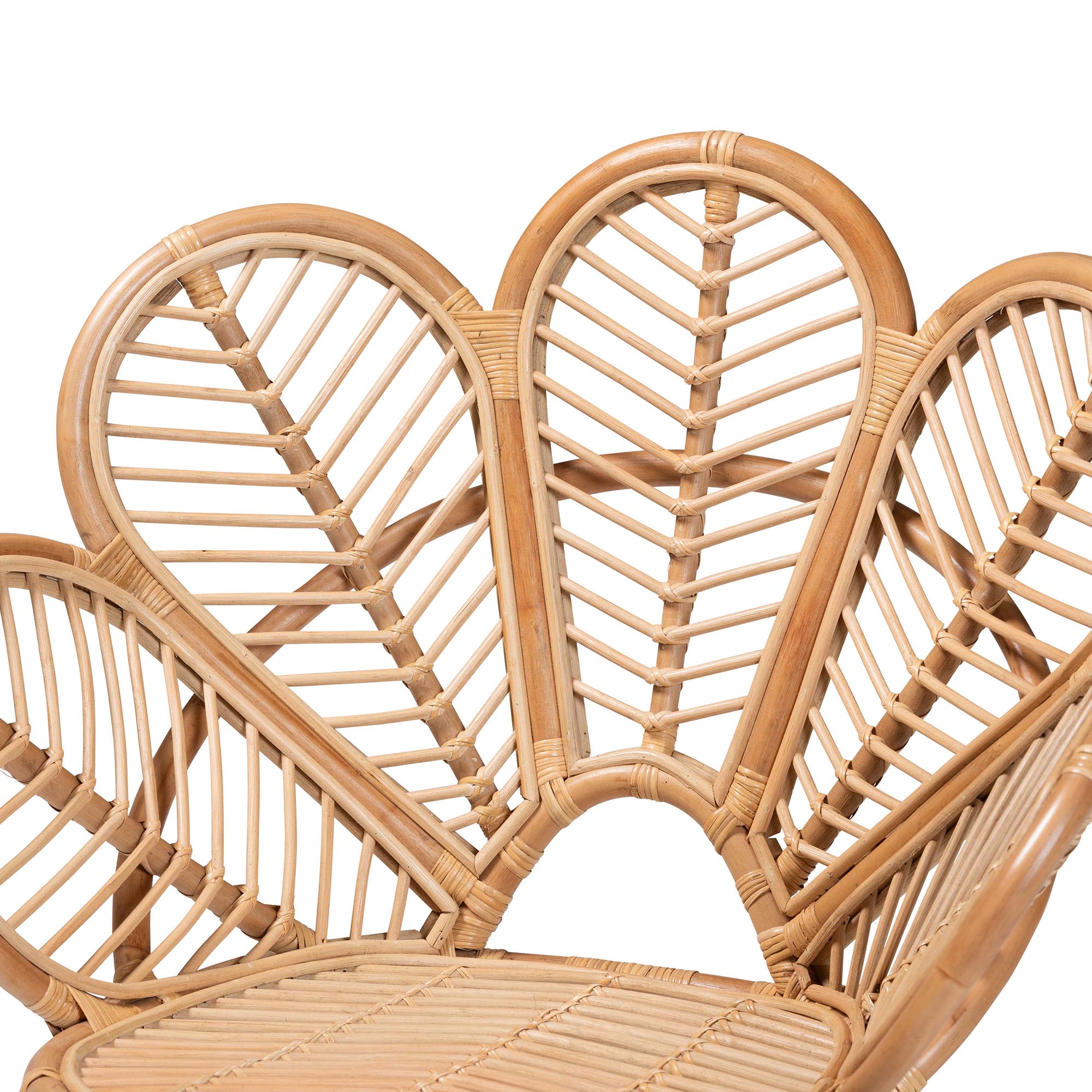 bali & pari Eliava Modern Bohemian Natural Rattan Flower Accent Chair