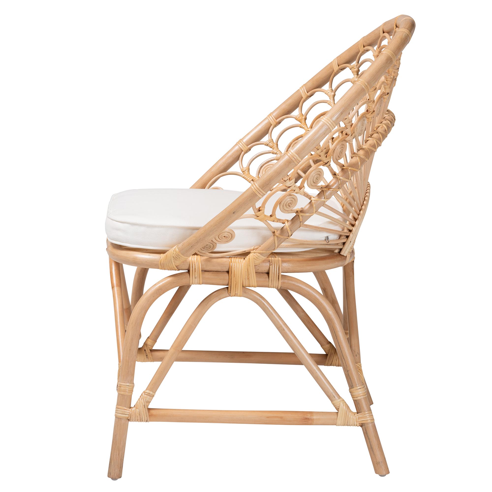 bali & pari Abriella Modern Bohemian Natural Brown Rattan Peacock Accent Chair