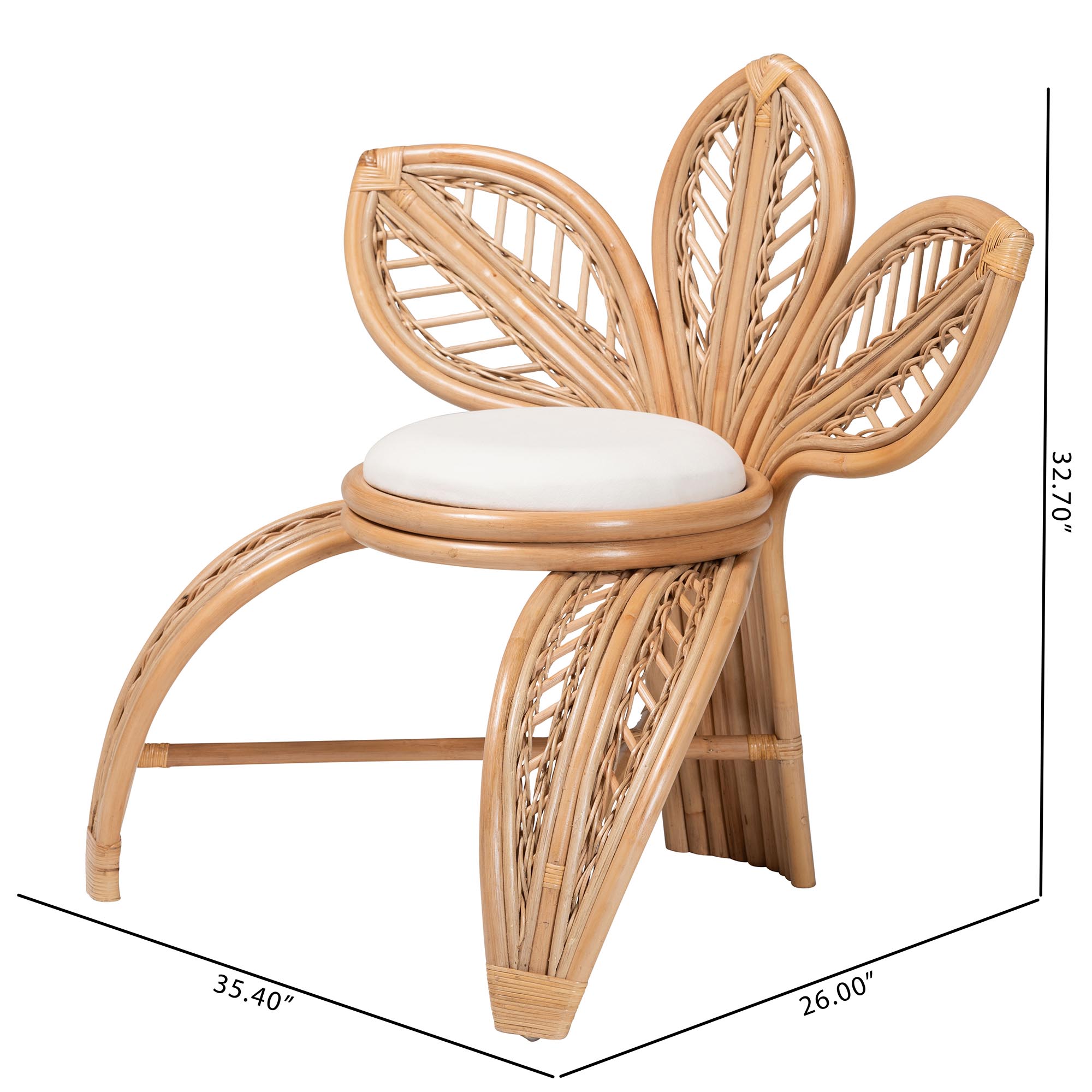 bali & pari Gresham Modern Bohemian Natural Rattan Leaf Accent Chair