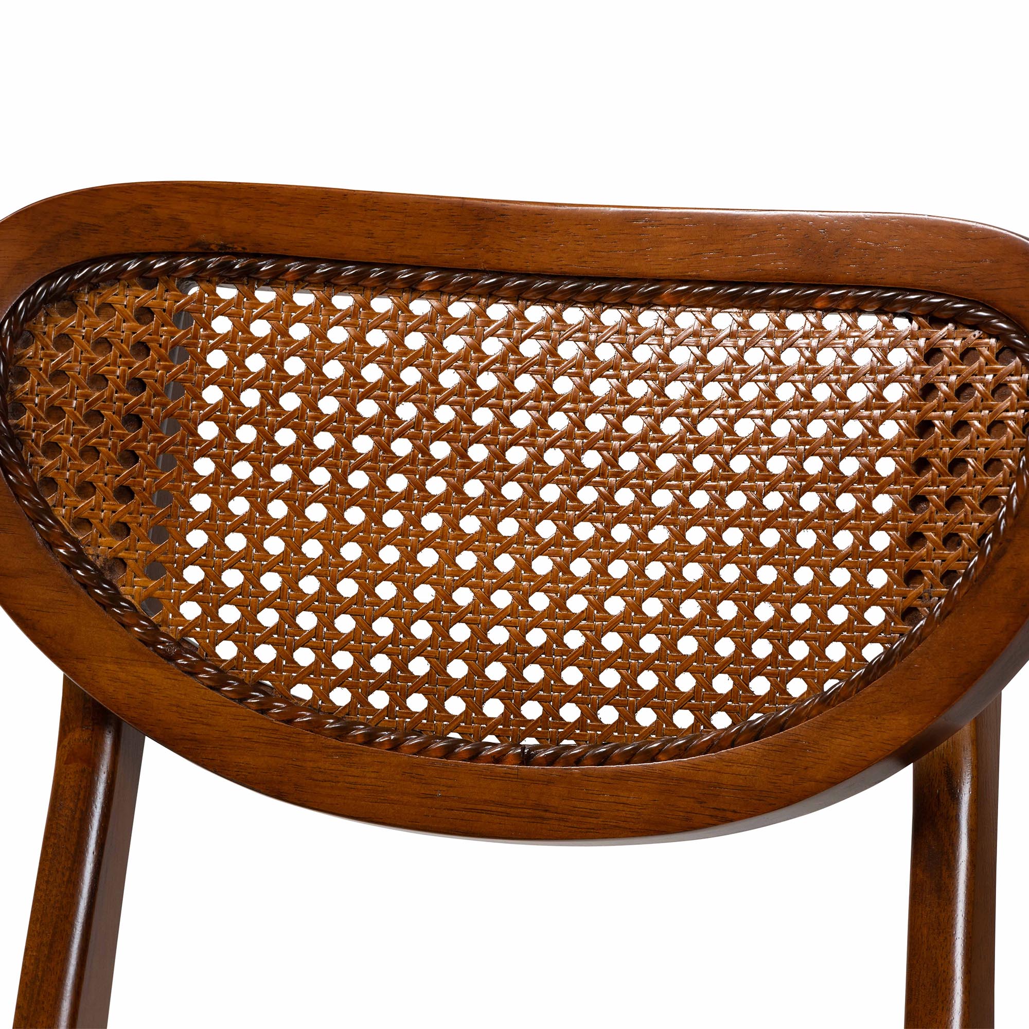 Baxton Studio Giuliana Mid-Century Modern Walnut Brown Finished Wood and Woven Rattan 5-Piece Dining Set