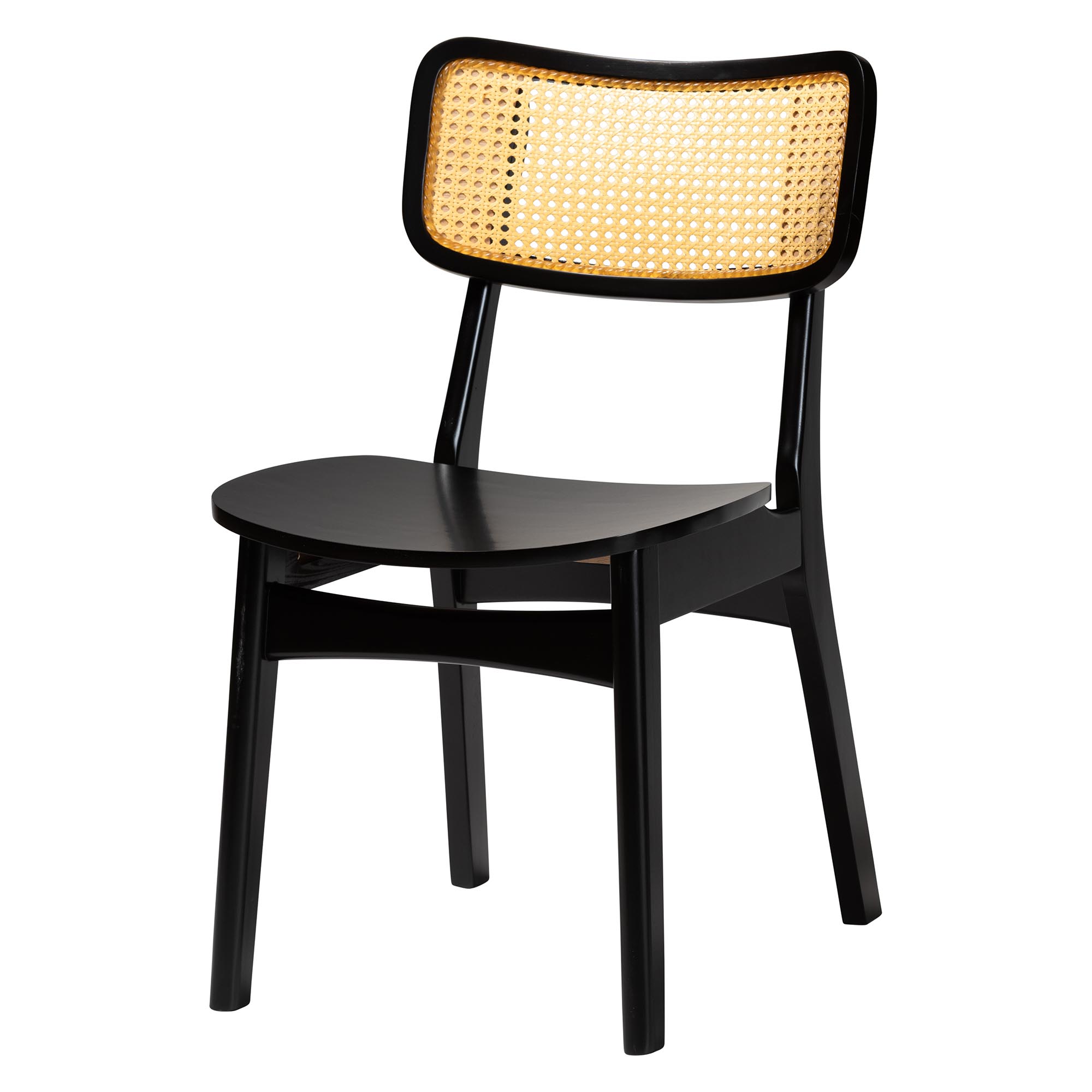 Baxton Studio Estera Mid-Century Modern Dark Brown Finished Wood and Rattan 5-Piece Dining Set