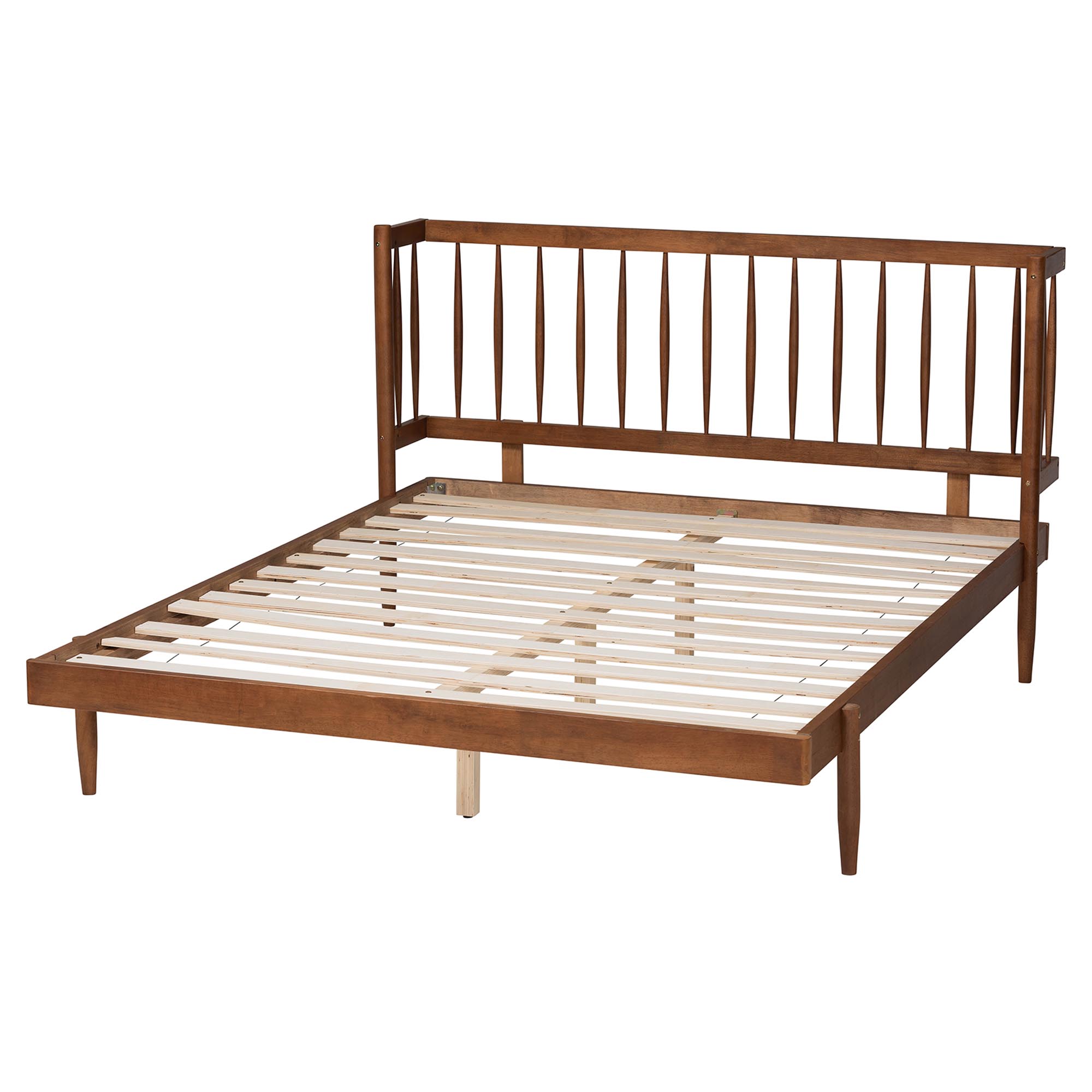 Baxton Studio Calderon Retro-Modern Walnut Brown Finished Wood Queen Size Platform Bed