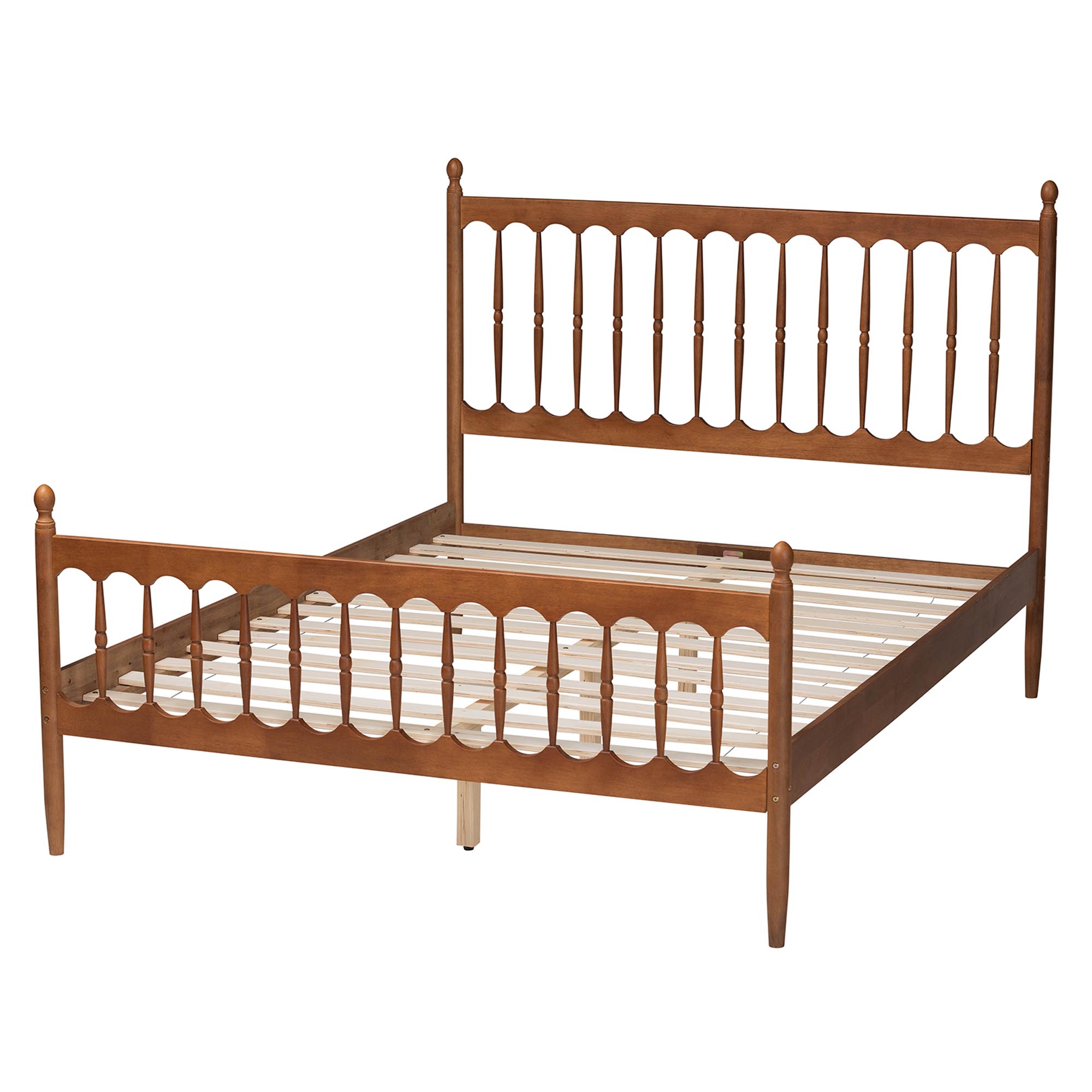 Baxton Studio Deance Retro-Modern Walnut Brown Finished Wood Queen Size Platform Bed