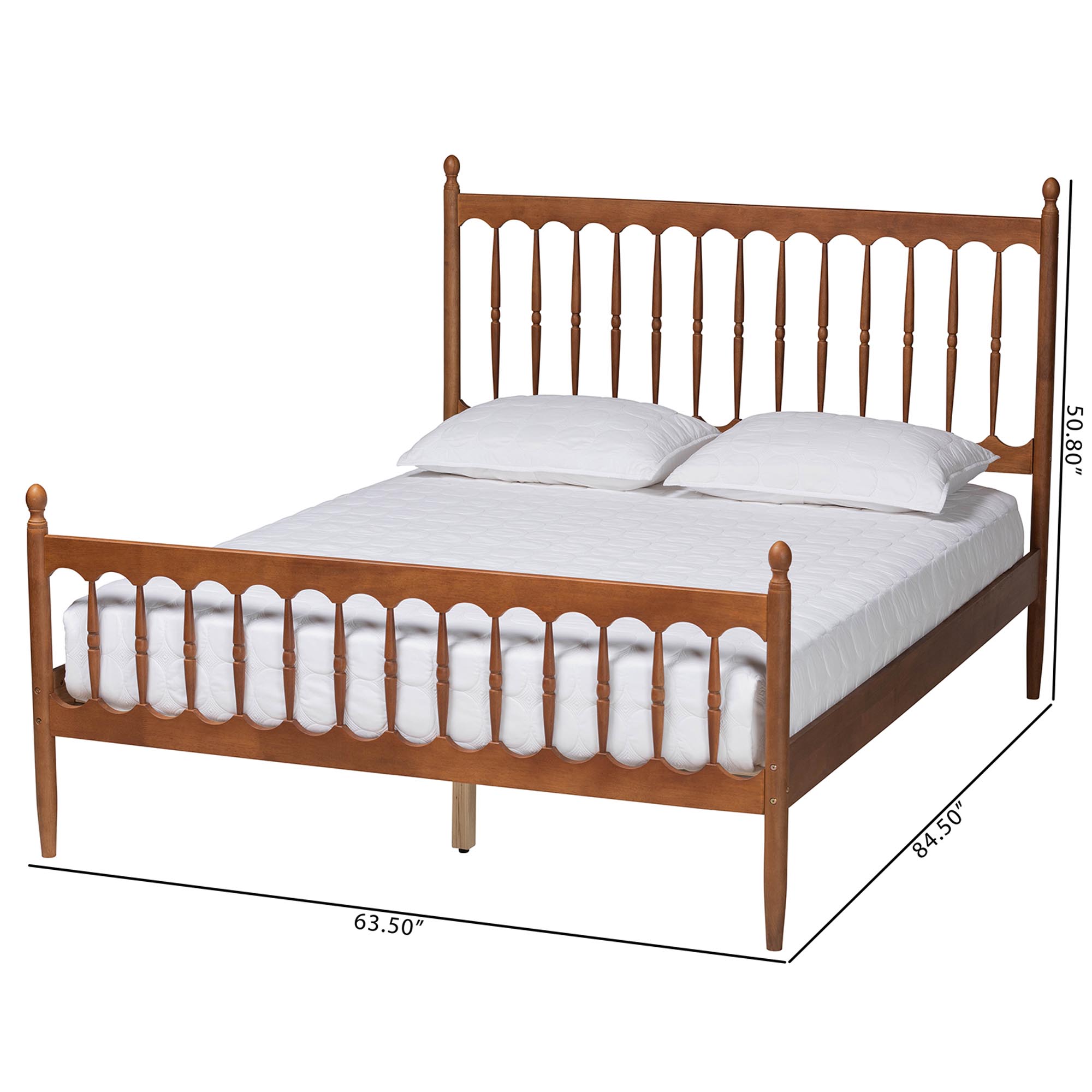 Baxton Studio Deance Retro-Modern Walnut Brown Finished Wood Queen Size Platform Bed