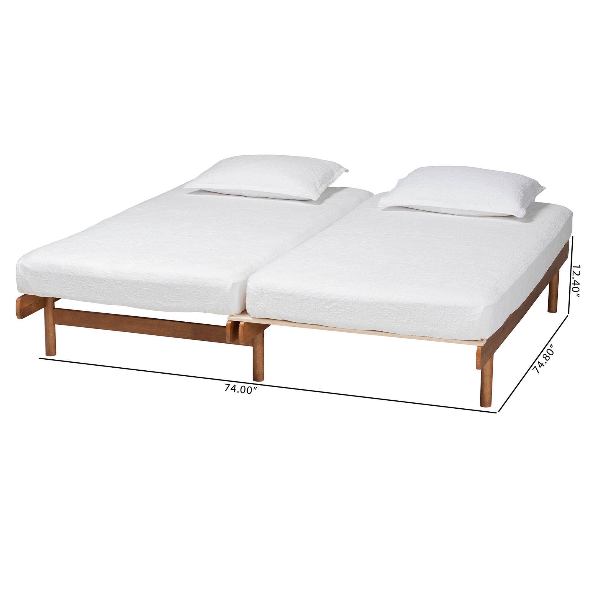 Baxton Studio Bolivia Mid-Century Modern Walnut Brown Wood Expandable Twin to King Bed Frame