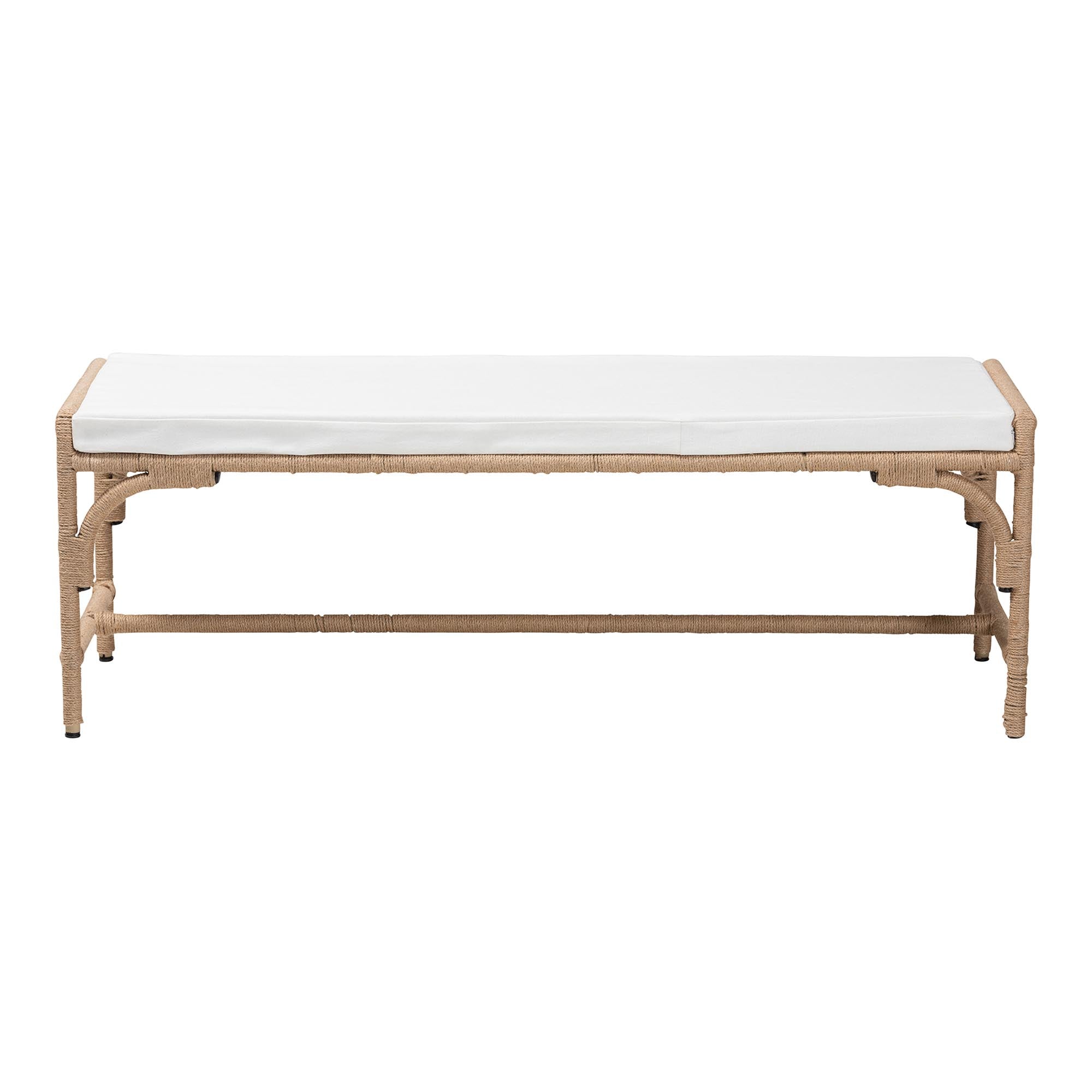 bali & pari Nasim Modern Bohemian Natural Jute and Metal Accent Bench