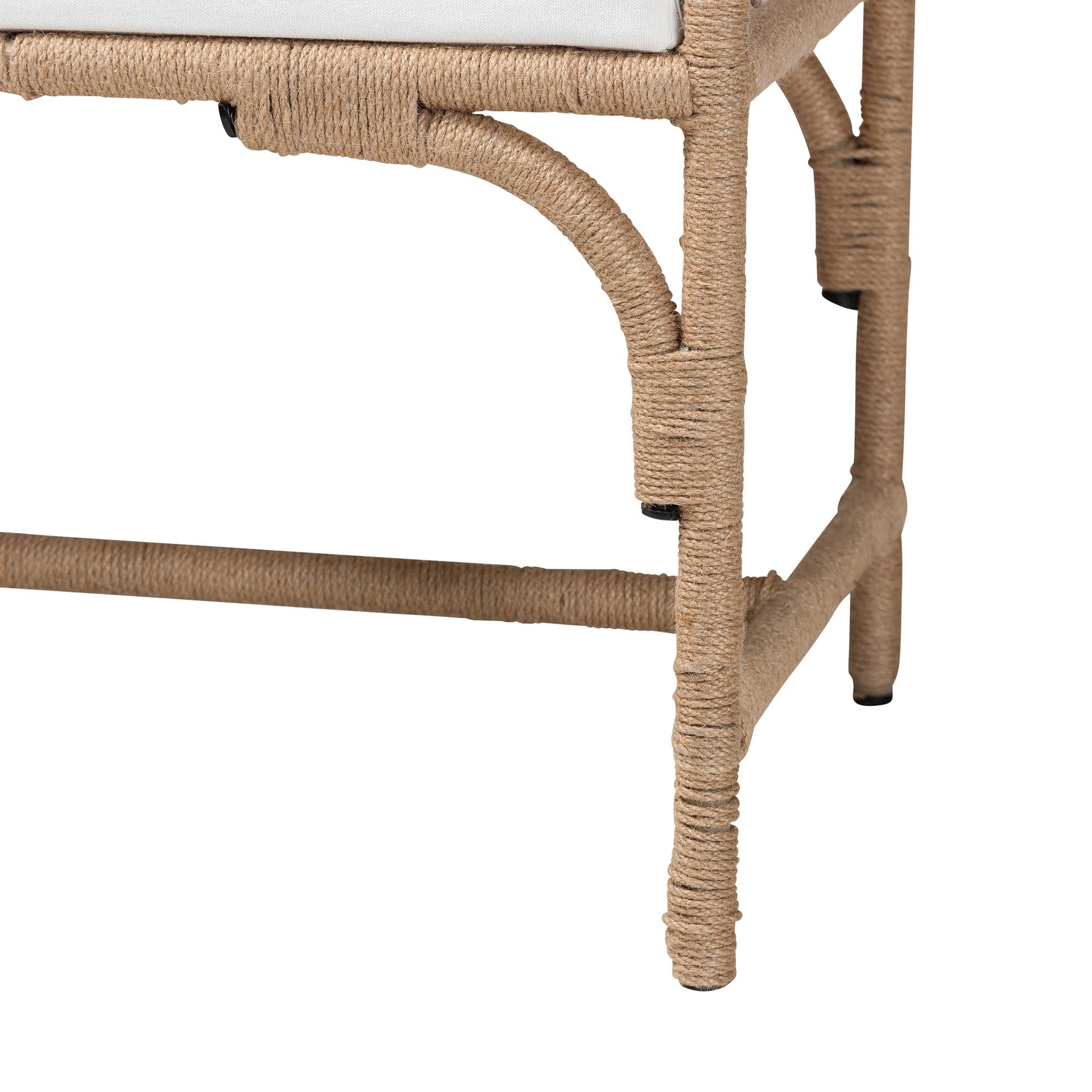 bali & pari Nasim Modern Bohemian Natural Jute and Metal Accent Bench