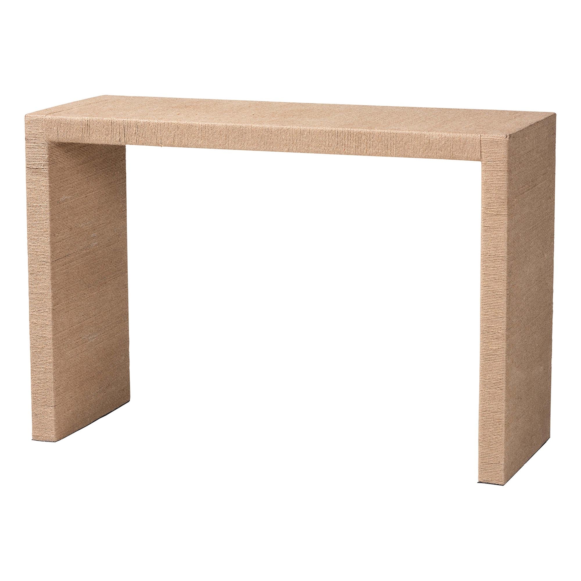 bali & pari Colandra Modern Bohemian Natural Brown Jute and Wood Console Table