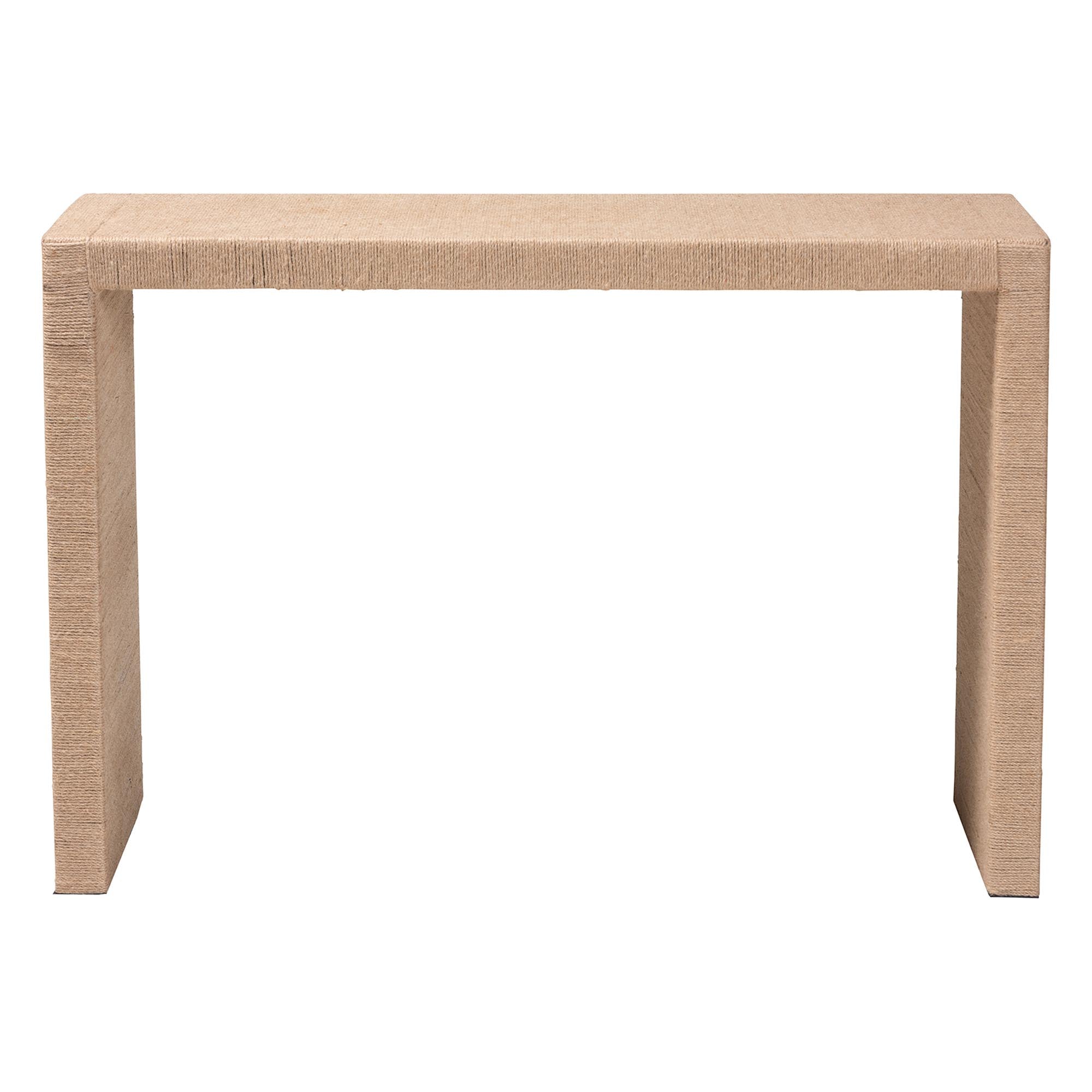 bali & pari Colandra Modern Bohemian Natural Brown Jute and Wood Console Table