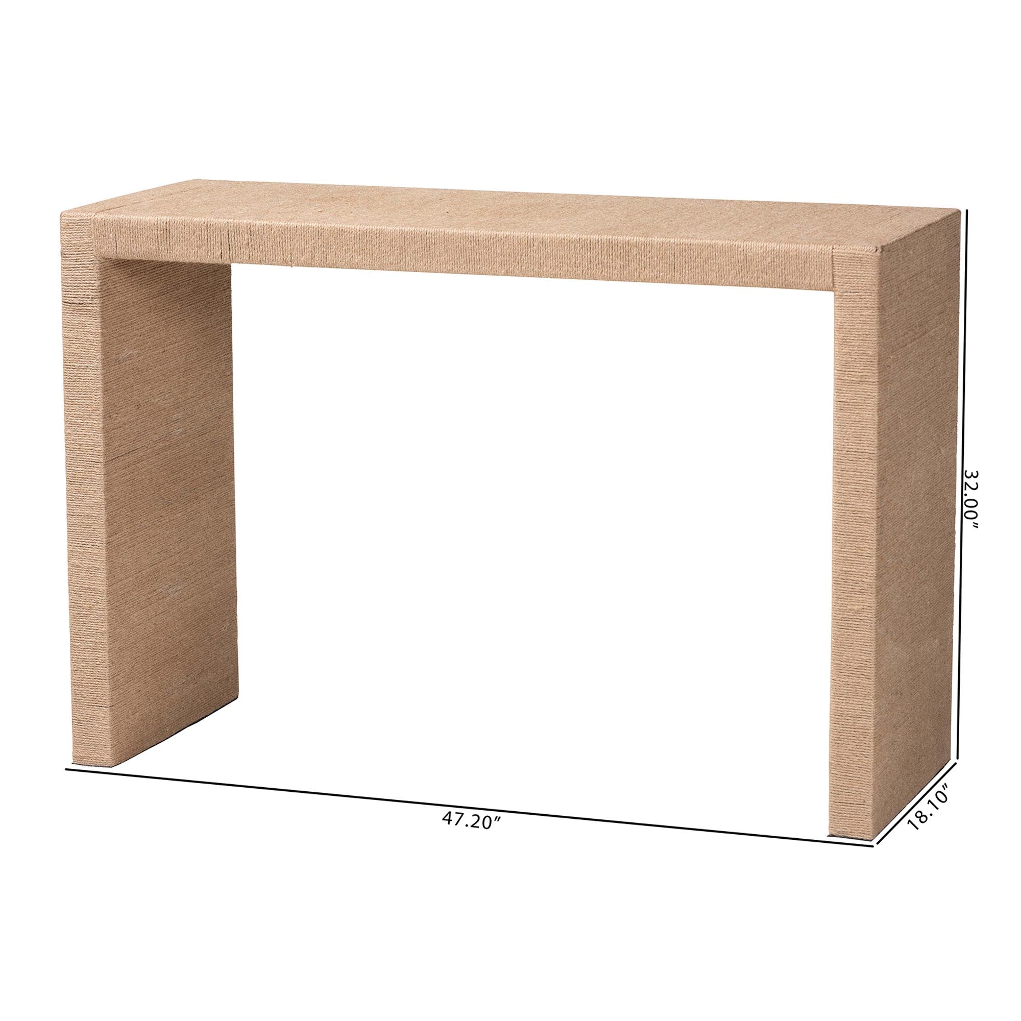 bali & pari Colandra Modern Bohemian Natural Brown Jute and Wood Console Table